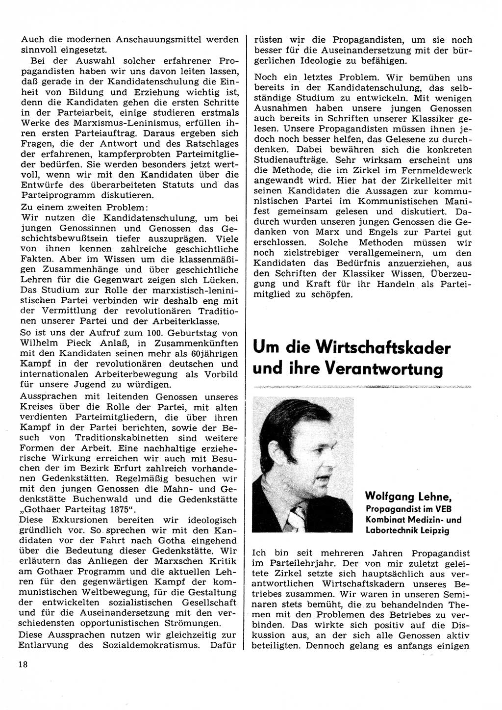 Neuer Weg (NW), Organ des Zentralkomitees (ZK) der SED (Sozialistische Einheitspartei Deutschlands) für Fragen des Parteilebens, 31. Jahrgang [Deutsche Demokratische Republik (DDR)] 1976, Seite 18 (NW ZK SED DDR 1976, S. 18)