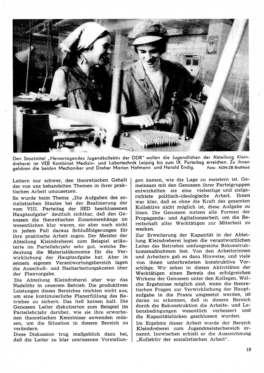 Neuer Weg (NW), Organ des Zentralkomitees (ZK) der SED (Sozialistische Einheitspartei Deutschlands) für Fragen des Parteilebens, 31. Jahrgang [Deutsche Demokratische Republik (DDR)] 1976, Seite 19 (NW ZK SED DDR 1976, S. 19)