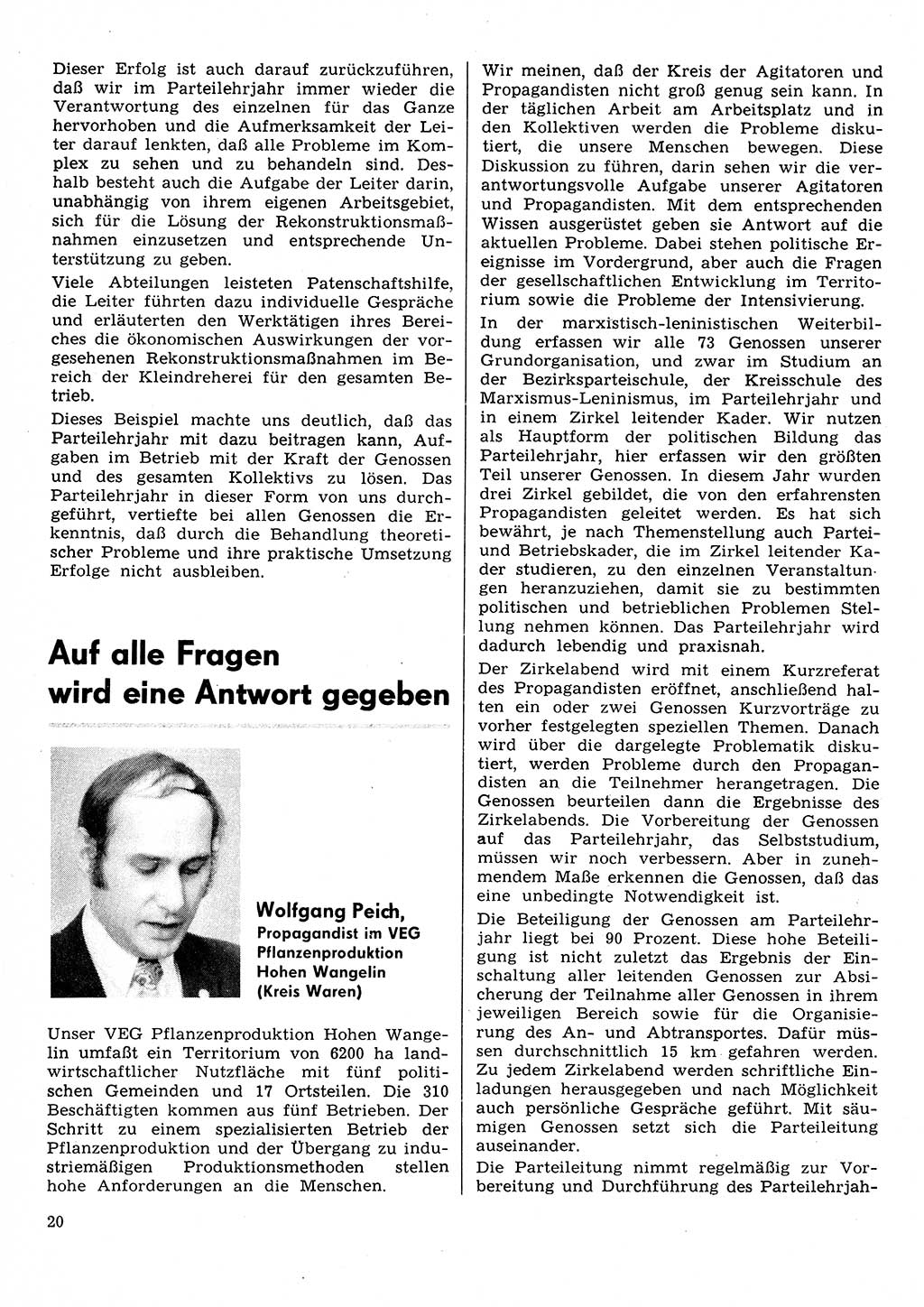 Neuer Weg (NW), Organ des Zentralkomitees (ZK) der SED (Sozialistische Einheitspartei Deutschlands) für Fragen des Parteilebens, 31. Jahrgang [Deutsche Demokratische Republik (DDR)] 1976, Seite 20 (NW ZK SED DDR 1976, S. 20)