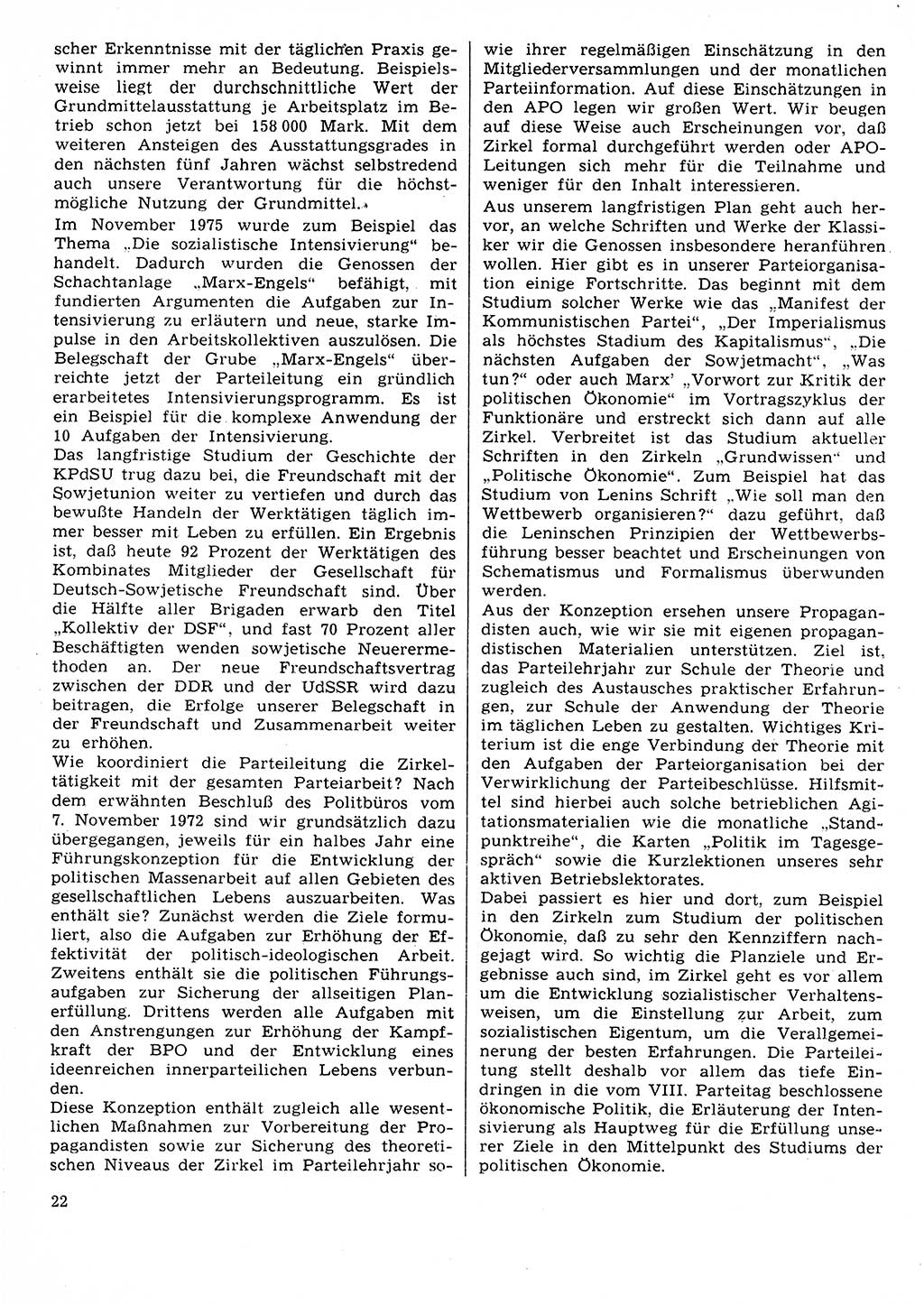 Neuer Weg (NW), Organ des Zentralkomitees (ZK) der SED (Sozialistische Einheitspartei Deutschlands) für Fragen des Parteilebens, 31. Jahrgang [Deutsche Demokratische Republik (DDR)] 1976, Seite 22 (NW ZK SED DDR 1976, S. 22)