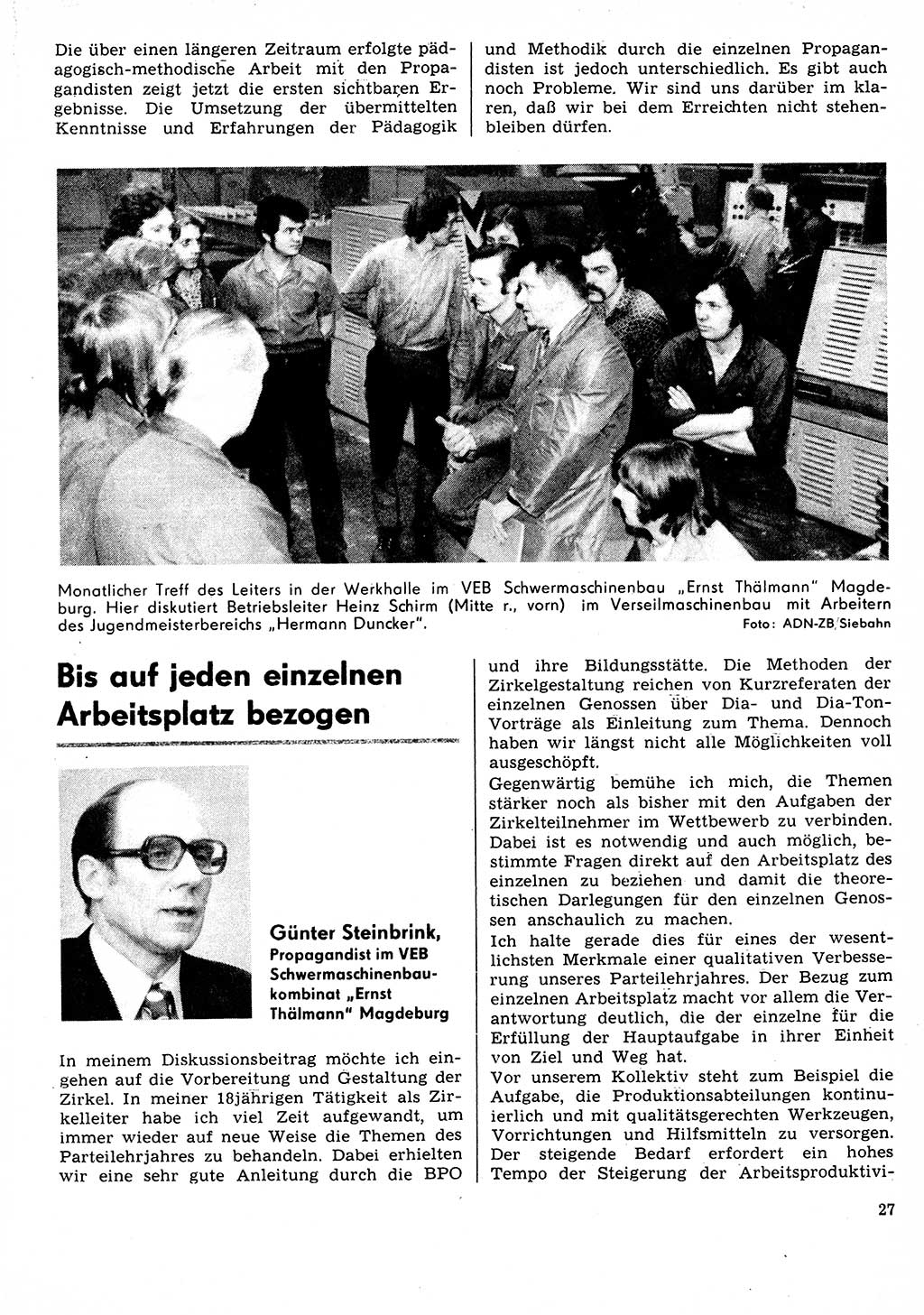 Neuer Weg (NW), Organ des Zentralkomitees (ZK) der SED (Sozialistische Einheitspartei Deutschlands) für Fragen des Parteilebens, 31. Jahrgang [Deutsche Demokratische Republik (DDR)] 1976, Seite 27 (NW ZK SED DDR 1976, S. 27)