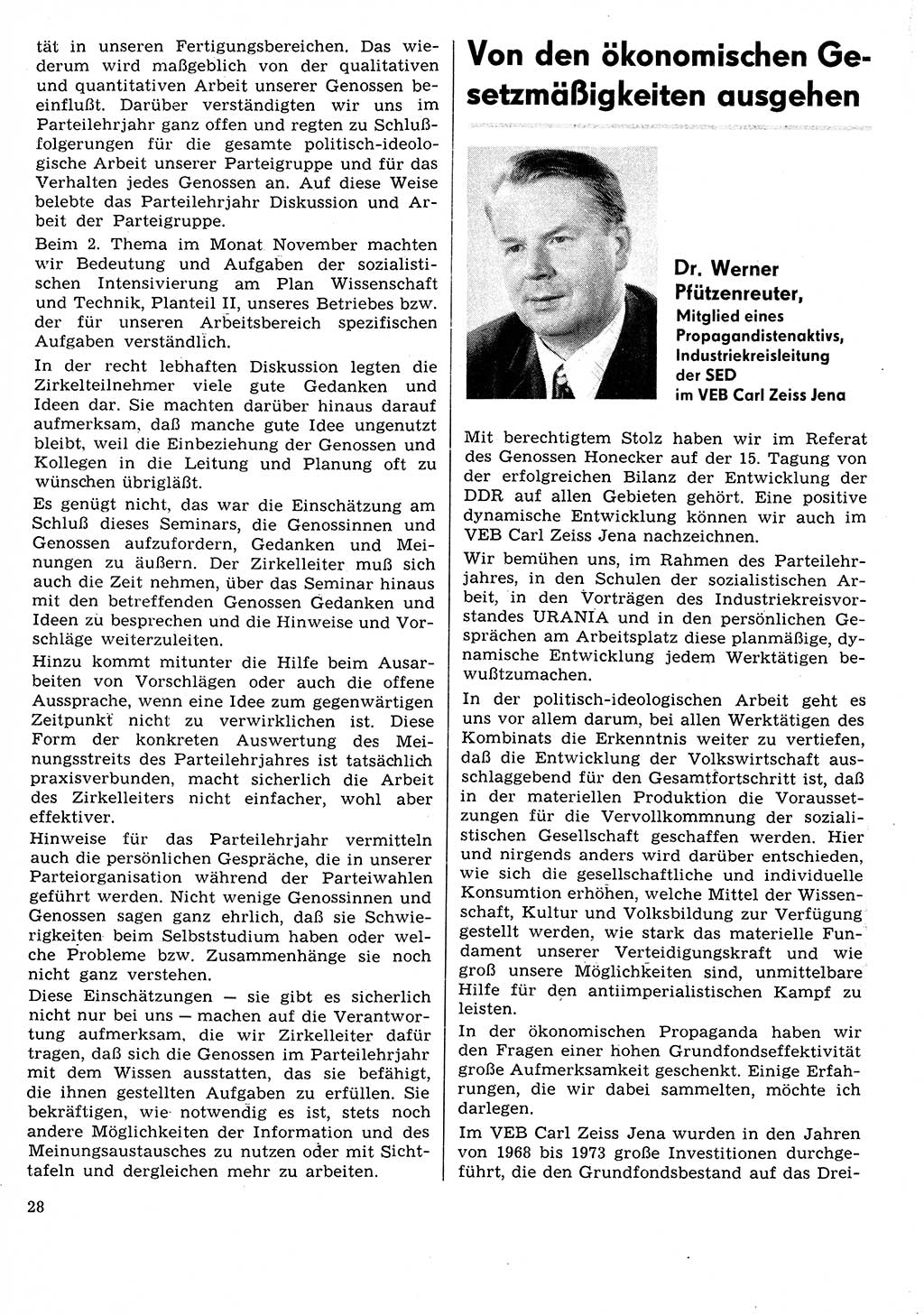 Neuer Weg (NW), Organ des Zentralkomitees (ZK) der SED (Sozialistische Einheitspartei Deutschlands) für Fragen des Parteilebens, 31. Jahrgang [Deutsche Demokratische Republik (DDR)] 1976, Seite 28 (NW ZK SED DDR 1976, S. 28)