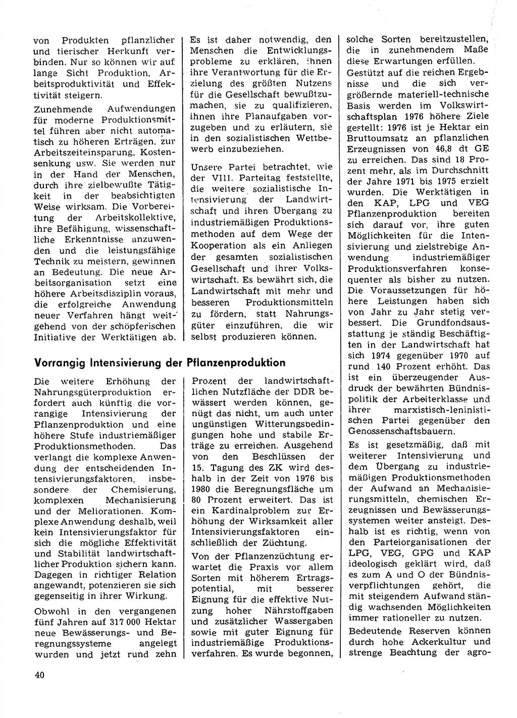 Neuer Weg (NW), Organ des Zentralkomitees (ZK) der SED (Sozialistische Einheitspartei Deutschlands) für Fragen des Parteilebens, 31. Jahrgang [Deutsche Demokratische Republik (DDR)] 1976, Seite 40 (NW ZK SED DDR 1976, S. 40)