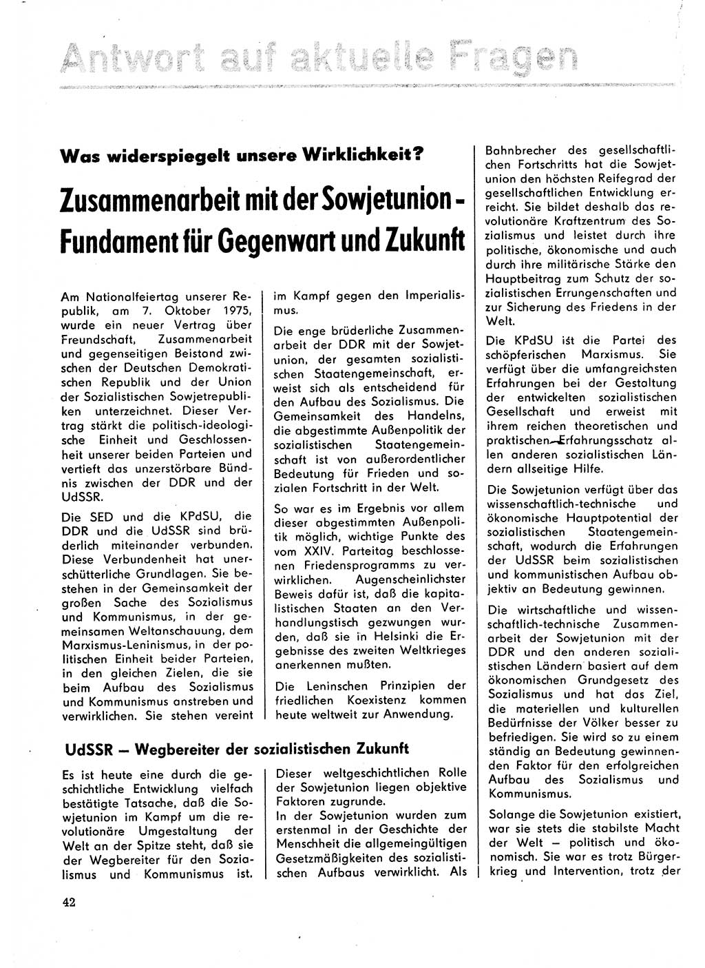 Neuer Weg (NW), Organ des Zentralkomitees (ZK) der SED (Sozialistische Einheitspartei Deutschlands) für Fragen des Parteilebens, 31. Jahrgang [Deutsche Demokratische Republik (DDR)] 1976, Seite 42 (NW ZK SED DDR 1976, S. 42)