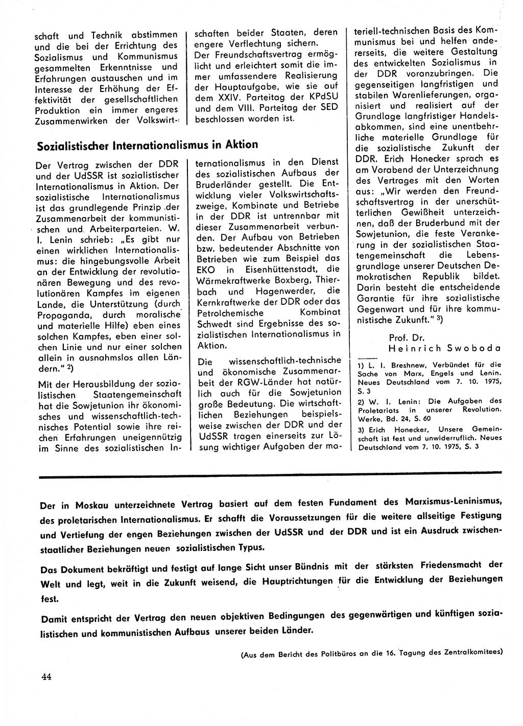 Neuer Weg (NW), Organ des Zentralkomitees (ZK) der SED (Sozialistische Einheitspartei Deutschlands) für Fragen des Parteilebens, 31. Jahrgang [Deutsche Demokratische Republik (DDR)] 1976, Seite 44 (NW ZK SED DDR 1976, S. 44)