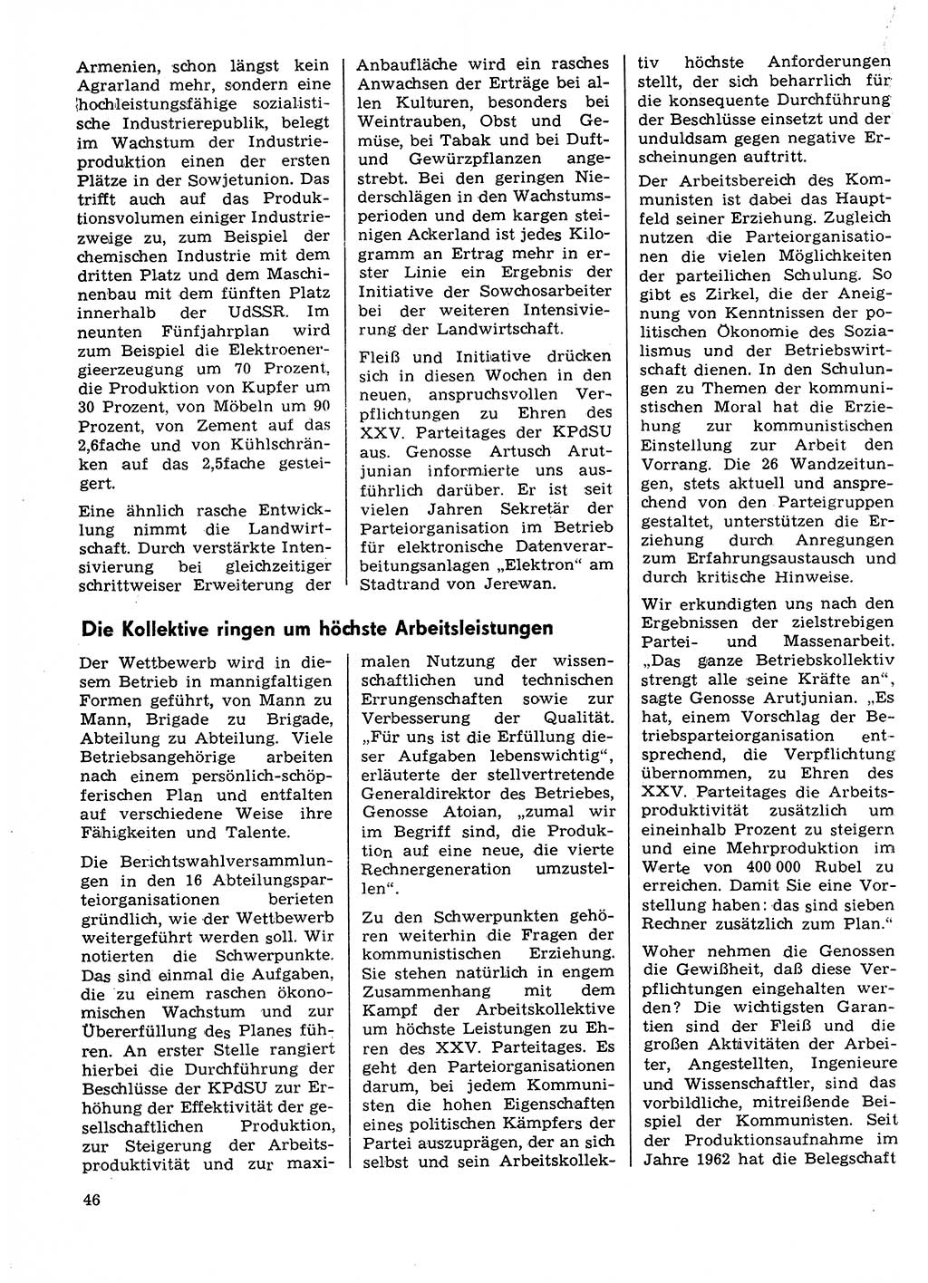 Neuer Weg (NW), Organ des Zentralkomitees (ZK) der SED (Sozialistische Einheitspartei Deutschlands) für Fragen des Parteilebens, 31. Jahrgang [Deutsche Demokratische Republik (DDR)] 1976, Seite 46 (NW ZK SED DDR 1976, S. 46)