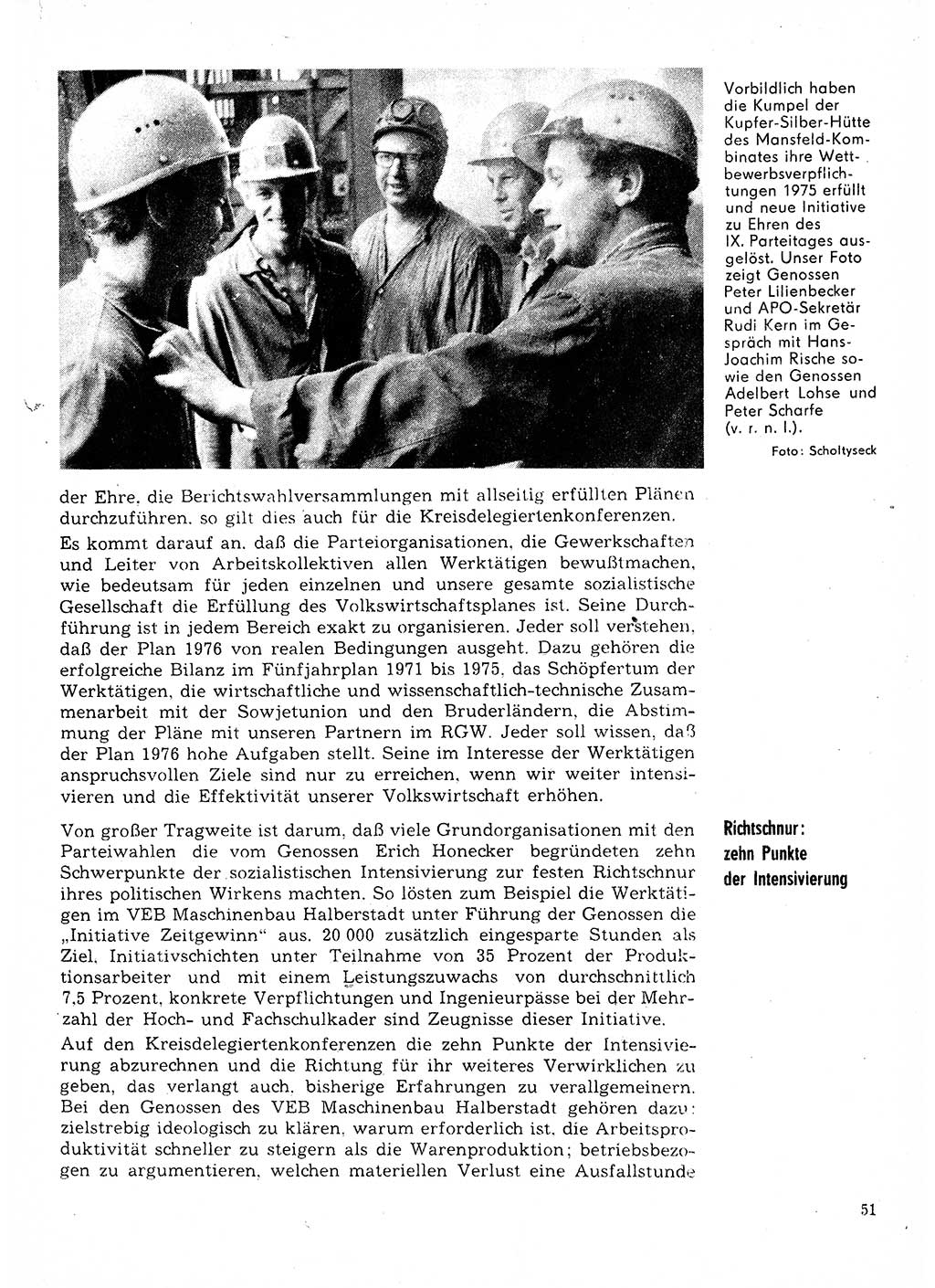 Neuer Weg (NW), Organ des Zentralkomitees (ZK) der SED (Sozialistische Einheitspartei Deutschlands) für Fragen des Parteilebens, 31. Jahrgang [Deutsche Demokratische Republik (DDR)] 1976, Seite 51 (NW ZK SED DDR 1976, S. 51)