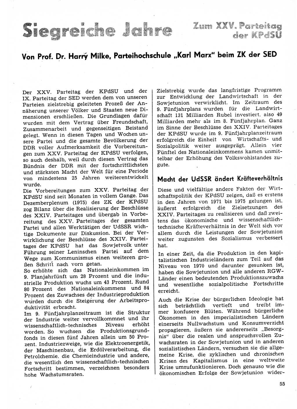 Neuer Weg (NW), Organ des Zentralkomitees (ZK) der SED (Sozialistische Einheitspartei Deutschlands) für Fragen des Parteilebens, 31. Jahrgang [Deutsche Demokratische Republik (DDR)] 1976, Seite 55 (NW ZK SED DDR 1976, S. 55)