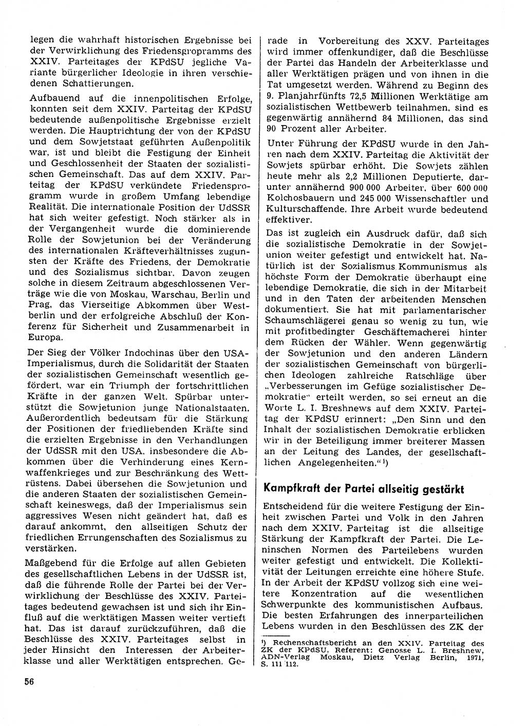 Neuer Weg (NW), Organ des Zentralkomitees (ZK) der SED (Sozialistische Einheitspartei Deutschlands) für Fragen des Parteilebens, 31. Jahrgang [Deutsche Demokratische Republik (DDR)] 1976, Seite 56 (NW ZK SED DDR 1976, S. 56)