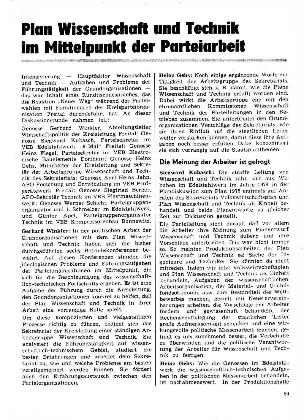 Neuer Weg (NW), Organ des Zentralkomitees (ZK) der SED (Sozialistische Einheitspartei Deutschlands) für Fragen des Parteilebens, 31. Jahrgang [Deutsche Demokratische Republik (DDR)] 1976, Seite 59 (NW ZK SED DDR 1976, S. 59)