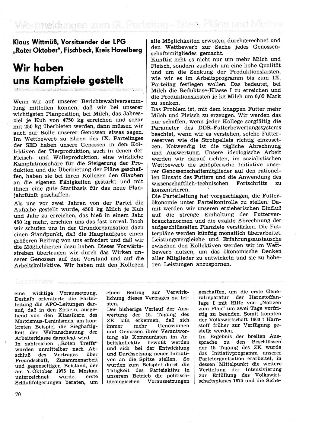 Neuer Weg (NW), Organ des Zentralkomitees (ZK) der SED (Sozialistische Einheitspartei Deutschlands) für Fragen des Parteilebens, 31. Jahrgang [Deutsche Demokratische Republik (DDR)] 1976, Seite 70 (NW ZK SED DDR 1976, S. 70)