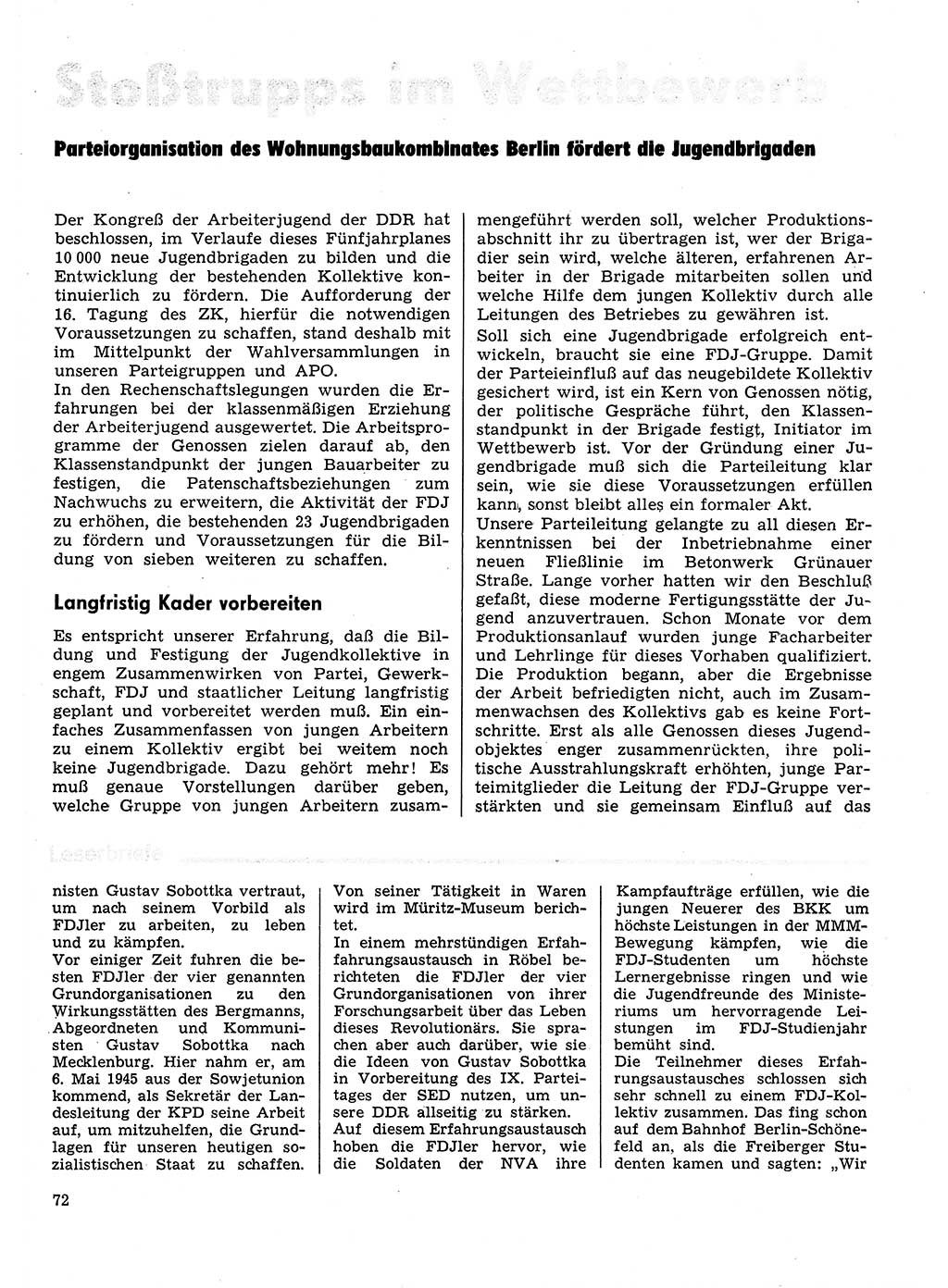 Neuer Weg (NW), Organ des Zentralkomitees (ZK) der SED (Sozialistische Einheitspartei Deutschlands) für Fragen des Parteilebens, 31. Jahrgang [Deutsche Demokratische Republik (DDR)] 1976, Seite 72 (NW ZK SED DDR 1976, S. 72)