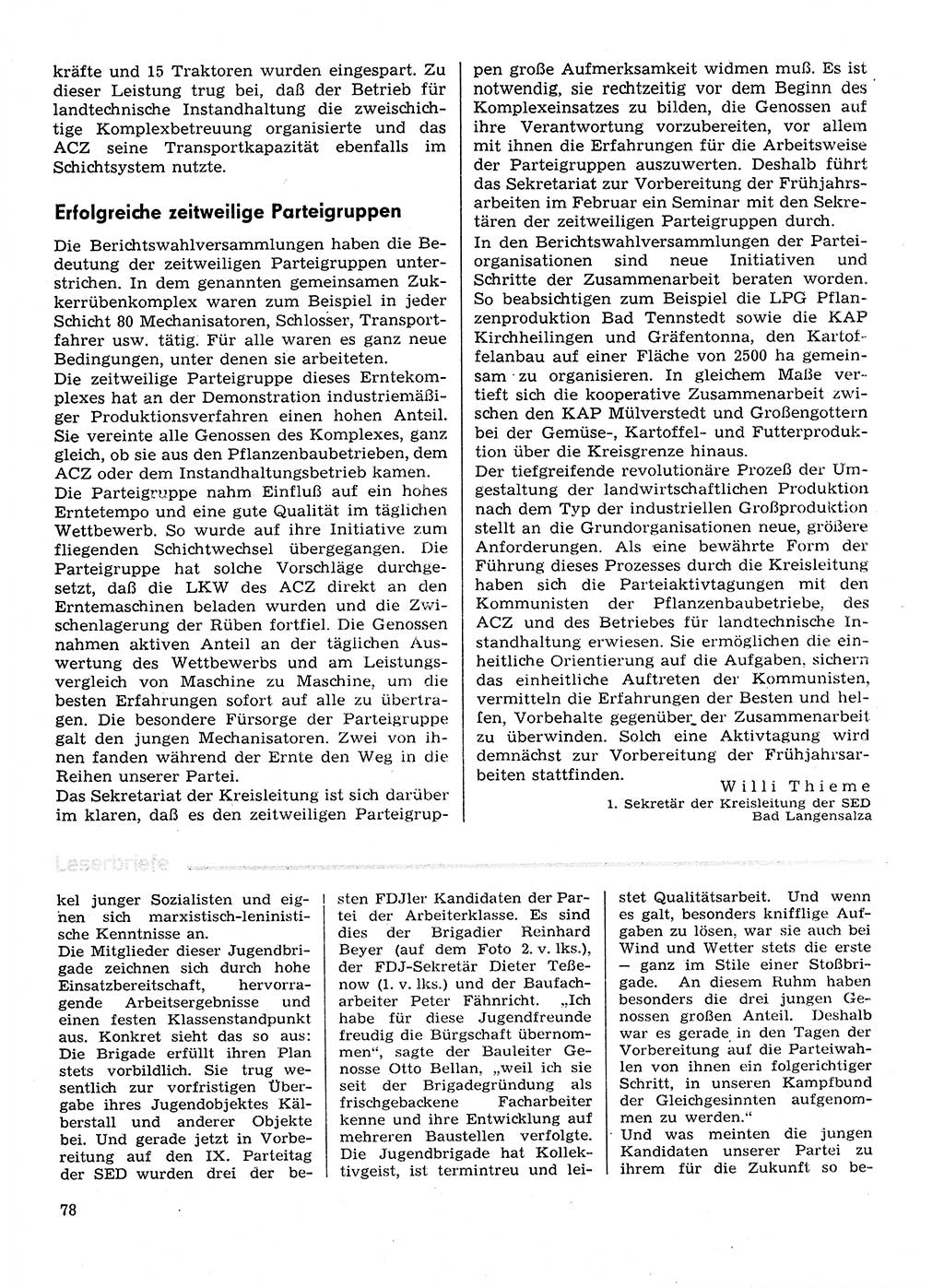 Neuer Weg (NW), Organ des Zentralkomitees (ZK) der SED (Sozialistische Einheitspartei Deutschlands) für Fragen des Parteilebens, 31. Jahrgang [Deutsche Demokratische Republik (DDR)] 1976, Seite 78 (NW ZK SED DDR 1976, S. 78)