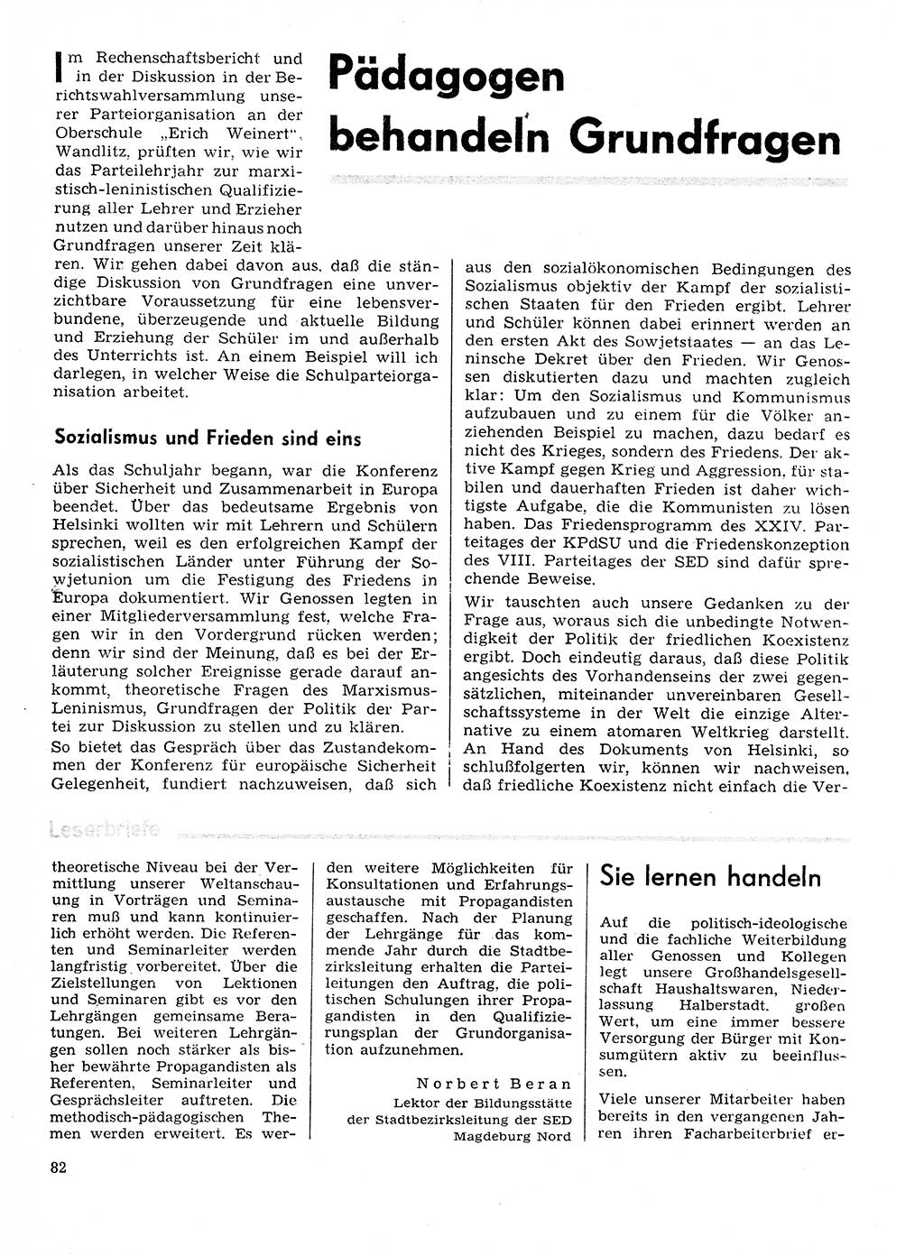 Neuer Weg (NW), Organ des Zentralkomitees (ZK) der SED (Sozialistische Einheitspartei Deutschlands) für Fragen des Parteilebens, 31. Jahrgang [Deutsche Demokratische Republik (DDR)] 1976, Seite 82 (NW ZK SED DDR 1976, S. 82)