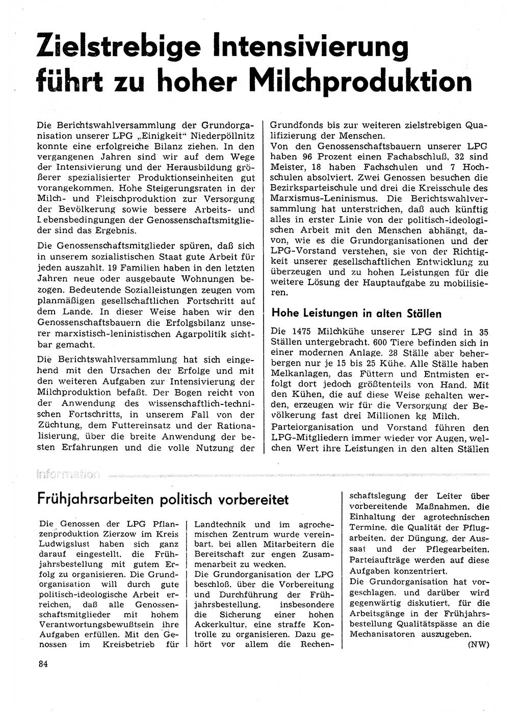 Neuer Weg (NW), Organ des Zentralkomitees (ZK) der SED (Sozialistische Einheitspartei Deutschlands) für Fragen des Parteilebens, 31. Jahrgang [Deutsche Demokratische Republik (DDR)] 1976, Seite 84 (NW ZK SED DDR 1976, S. 84)