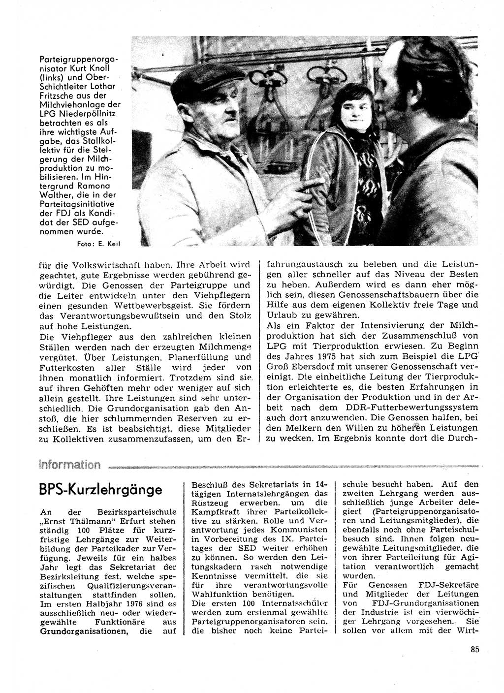 Neuer Weg (NW), Organ des Zentralkomitees (ZK) der SED (Sozialistische Einheitspartei Deutschlands) für Fragen des Parteilebens, 31. Jahrgang [Deutsche Demokratische Republik (DDR)] 1976, Seite 85 (NW ZK SED DDR 1976, S. 85)