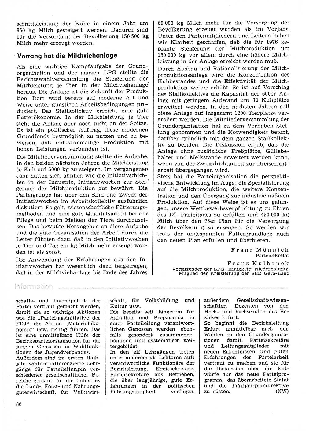 Neuer Weg (NW), Organ des Zentralkomitees (ZK) der SED (Sozialistische Einheitspartei Deutschlands) für Fragen des Parteilebens, 31. Jahrgang [Deutsche Demokratische Republik (DDR)] 1976, Seite 86 (NW ZK SED DDR 1976, S. 86)
