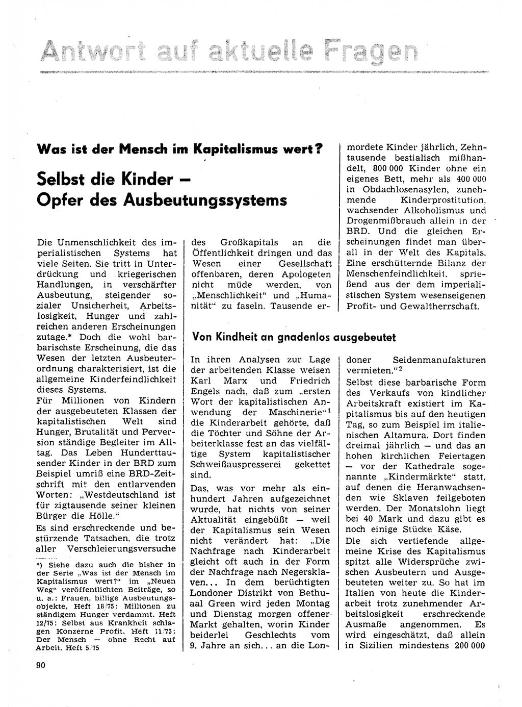 Neuer Weg (NW), Organ des Zentralkomitees (ZK) der SED (Sozialistische Einheitspartei Deutschlands) für Fragen des Parteilebens, 31. Jahrgang [Deutsche Demokratische Republik (DDR)] 1976, Seite 90 (NW ZK SED DDR 1976, S. 90)