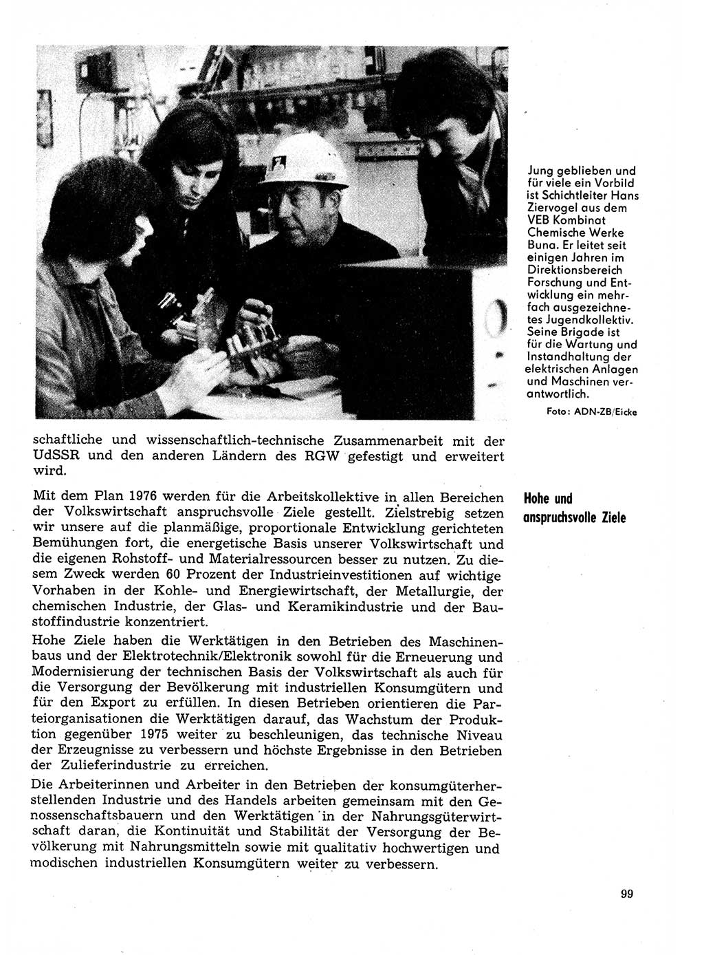 Neuer Weg (NW), Organ des Zentralkomitees (ZK) der SED (Sozialistische Einheitspartei Deutschlands) für Fragen des Parteilebens, 31. Jahrgang [Deutsche Demokratische Republik (DDR)] 1976, Seite 99 (NW ZK SED DDR 1976, S. 99)