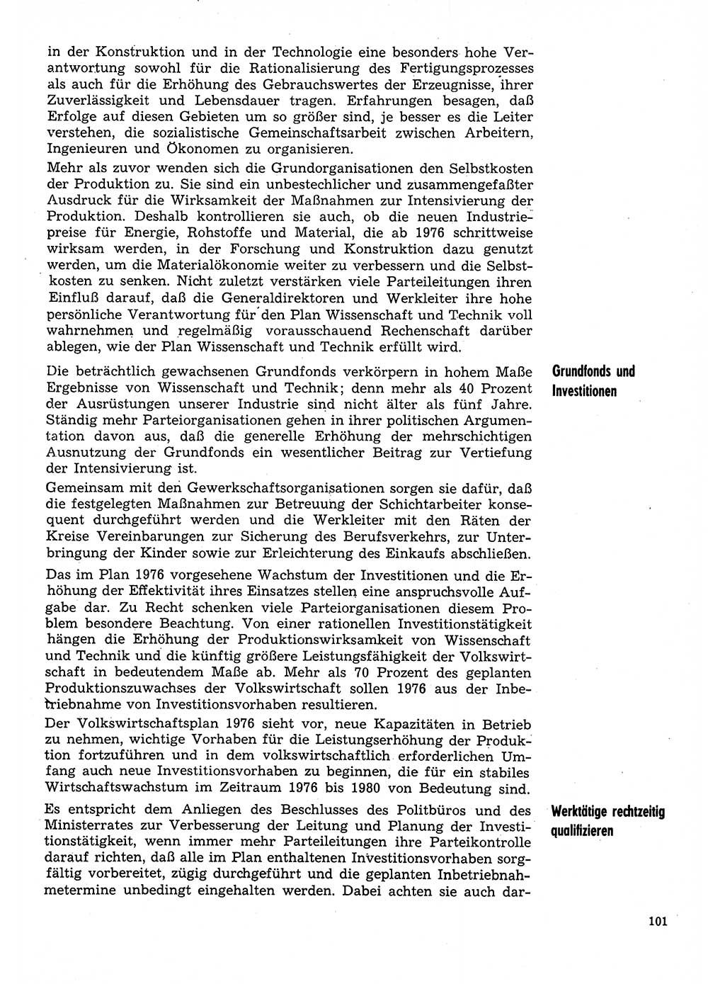 Neuer Weg (NW), Organ des Zentralkomitees (ZK) der SED (Sozialistische Einheitspartei Deutschlands) für Fragen des Parteilebens, 31. Jahrgang [Deutsche Demokratische Republik (DDR)] 1976, Seite 101 (NW ZK SED DDR 1976, S. 101)