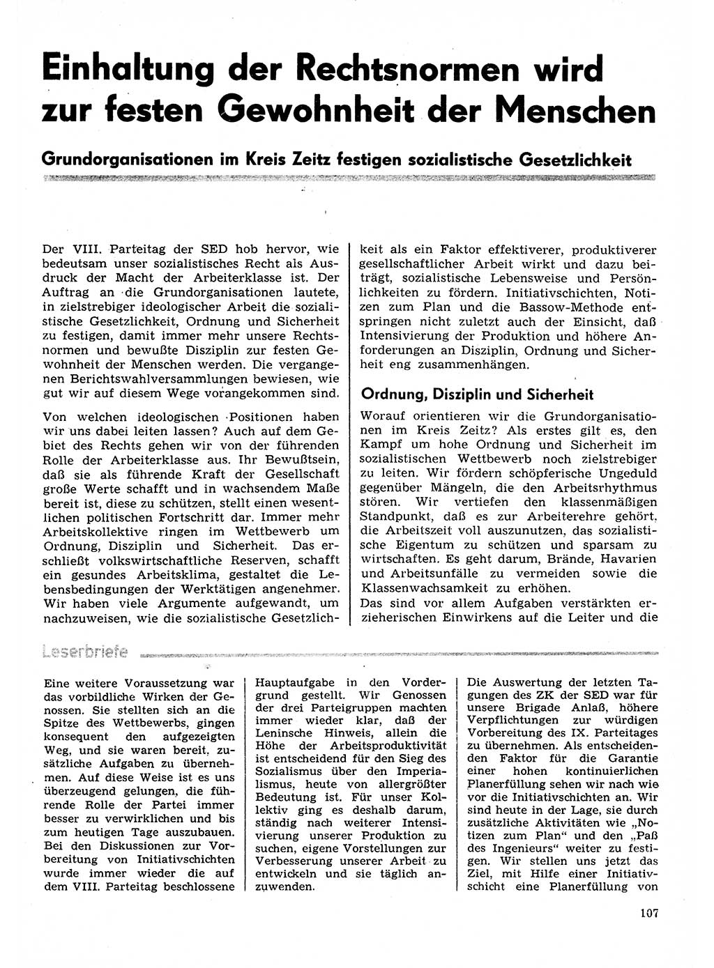 Neuer Weg (NW), Organ des Zentralkomitees (ZK) der SED (Sozialistische Einheitspartei Deutschlands) für Fragen des Parteilebens, 31. Jahrgang [Deutsche Demokratische Republik (DDR)] 1976, Seite 107 (NW ZK SED DDR 1976, S. 107)