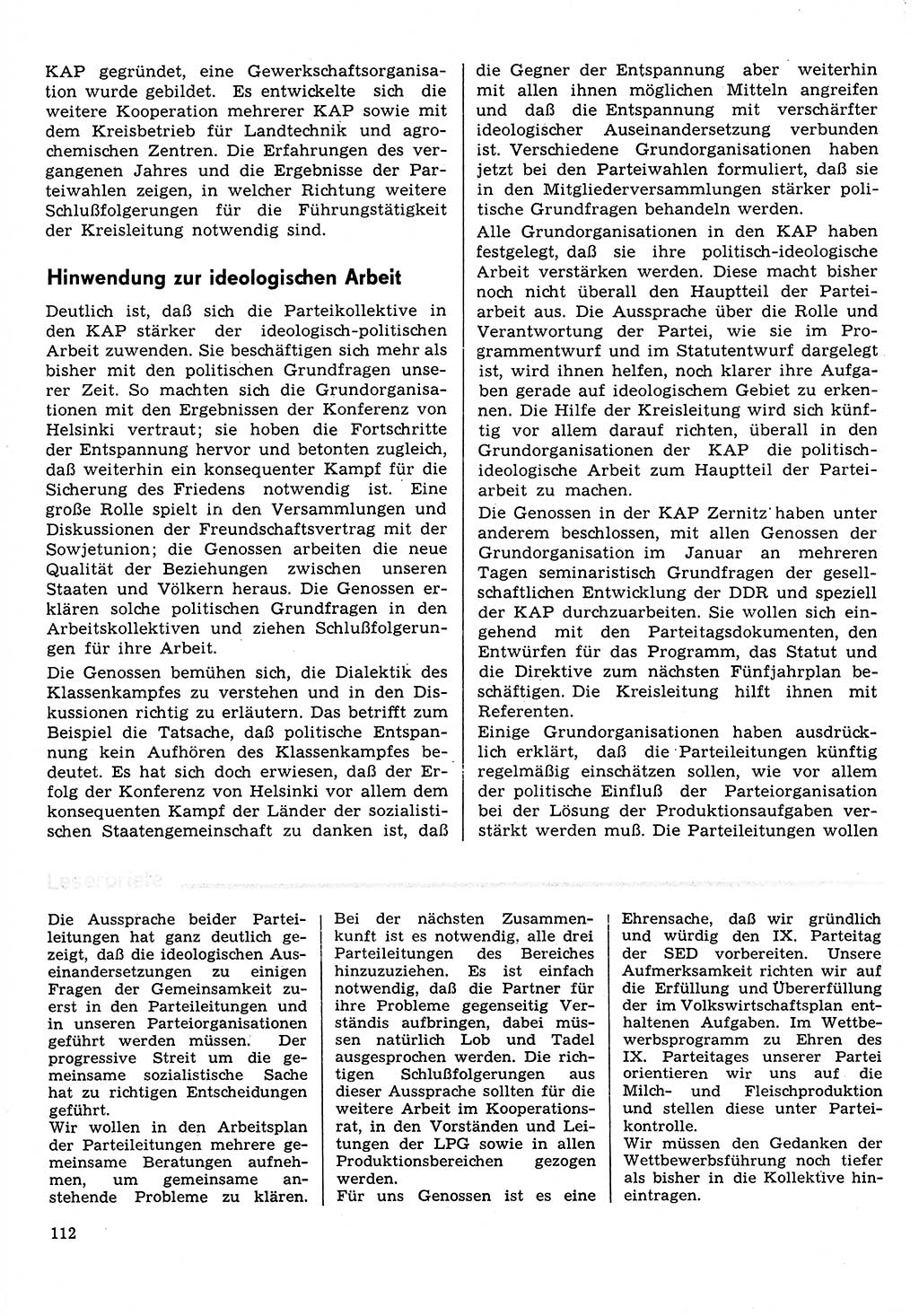 Neuer Weg (NW), Organ des Zentralkomitees (ZK) der SED (Sozialistische Einheitspartei Deutschlands) für Fragen des Parteilebens, 31. Jahrgang [Deutsche Demokratische Republik (DDR)] 1976, Seite 112 (NW ZK SED DDR 1976, S. 112)