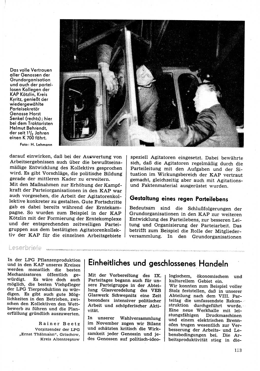 Neuer Weg (NW), Organ des Zentralkomitees (ZK) der SED (Sozialistische Einheitspartei Deutschlands) für Fragen des Parteilebens, 31. Jahrgang [Deutsche Demokratische Republik (DDR)] 1976, Seite 113 (NW ZK SED DDR 1976, S. 113)