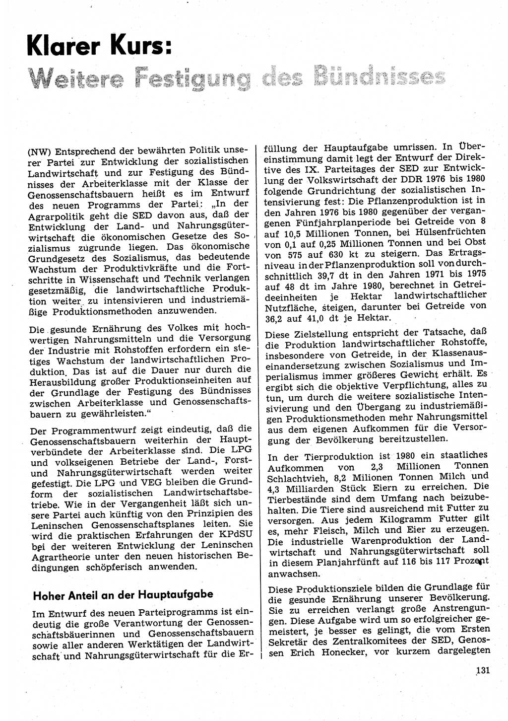 Neuer Weg (NW), Organ des Zentralkomitees (ZK) der SED (Sozialistische Einheitspartei Deutschlands) für Fragen des Parteilebens, 31. Jahrgang [Deutsche Demokratische Republik (DDR)] 1976, Seite 131 (NW ZK SED DDR 1976, S. 131)