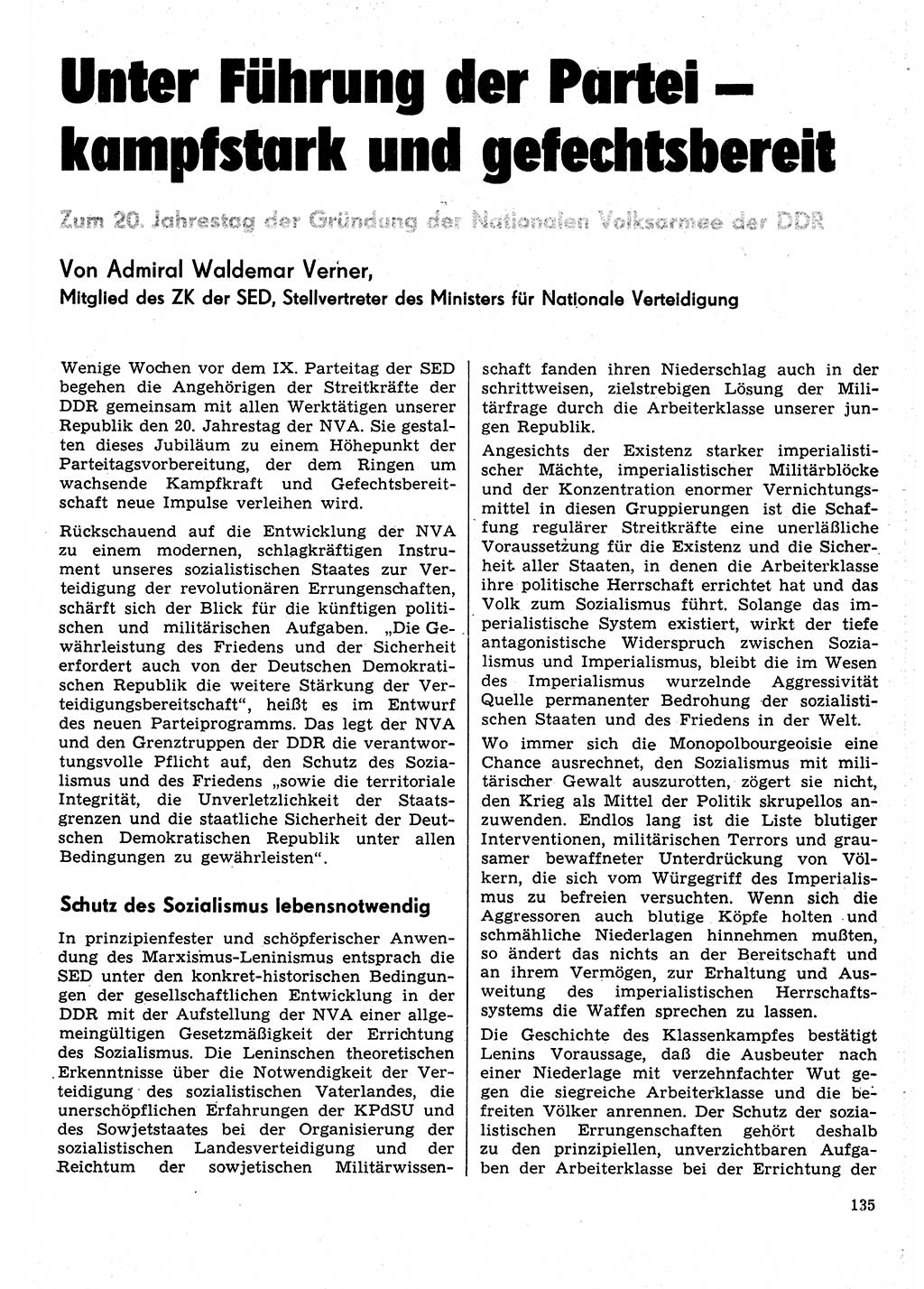 Neuer Weg (NW), Organ des Zentralkomitees (ZK) der SED (Sozialistische Einheitspartei Deutschlands) für Fragen des Parteilebens, 31. Jahrgang [Deutsche Demokratische Republik (DDR)] 1976, Seite 135 (NW ZK SED DDR 1976, S. 135)