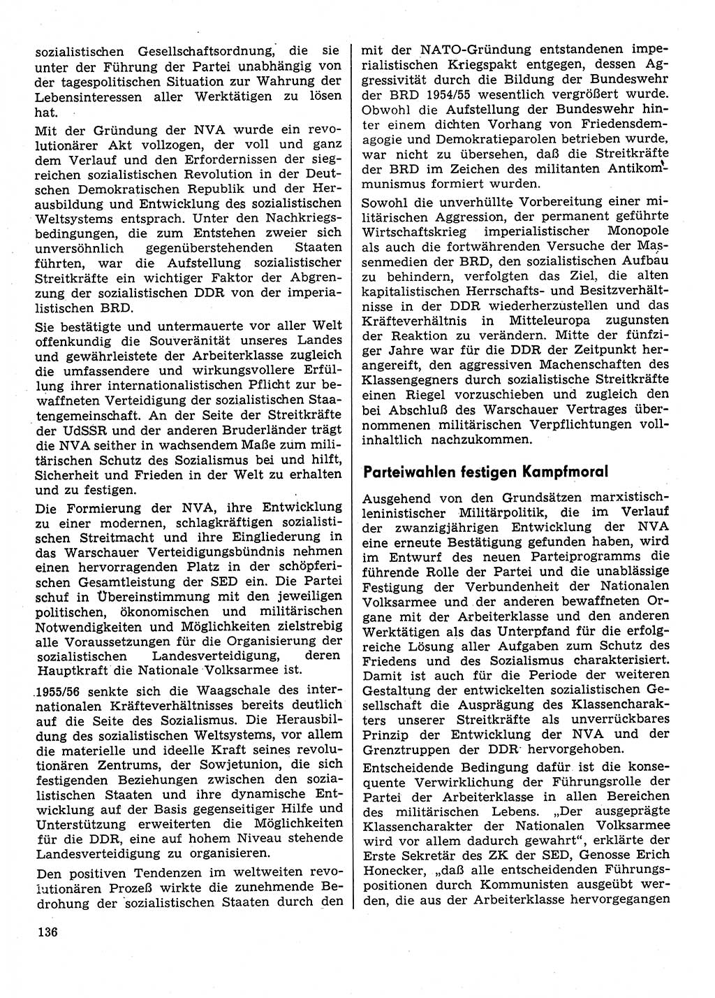 Neuer Weg (NW), Organ des Zentralkomitees (ZK) der SED (Sozialistische Einheitspartei Deutschlands) für Fragen des Parteilebens, 31. Jahrgang [Deutsche Demokratische Republik (DDR)] 1976, Seite 136 (NW ZK SED DDR 1976, S. 136)