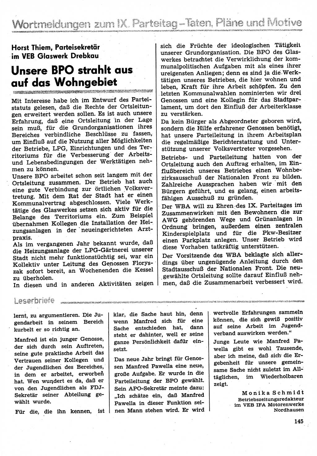 Neuer Weg (NW), Organ des Zentralkomitees (ZK) der SED (Sozialistische Einheitspartei Deutschlands) für Fragen des Parteilebens, 31. Jahrgang [Deutsche Demokratische Republik (DDR)] 1976, Seite 145 (NW ZK SED DDR 1976, S. 145)