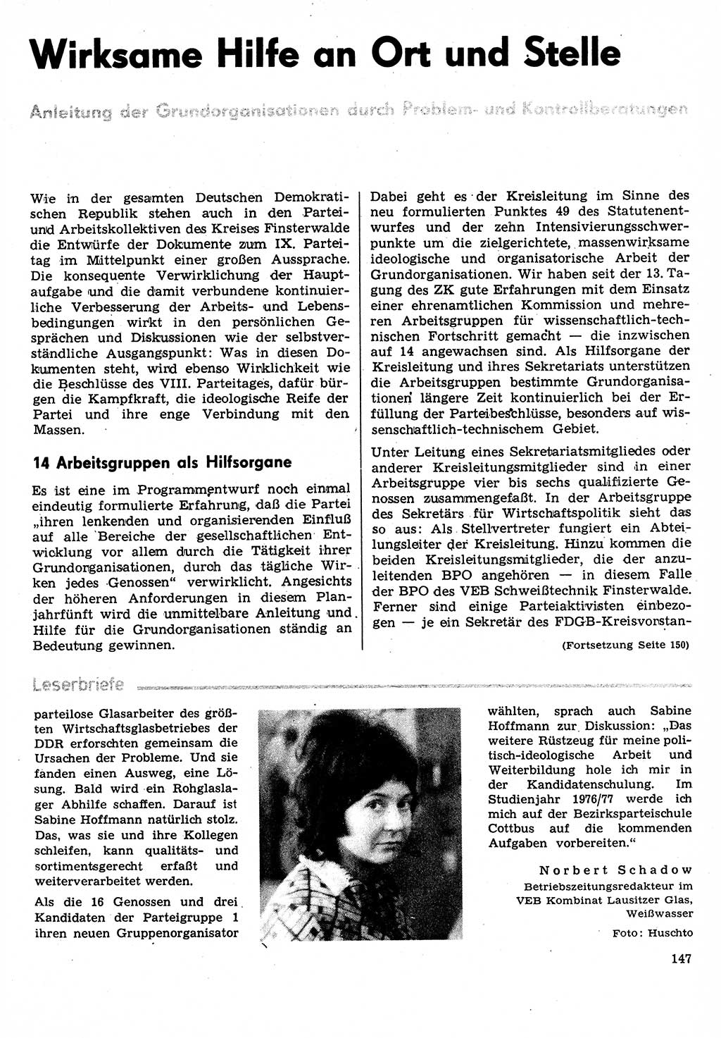 Neuer Weg (NW), Organ des Zentralkomitees (ZK) der SED (Sozialistische Einheitspartei Deutschlands) für Fragen des Parteilebens, 31. Jahrgang [Deutsche Demokratische Republik (DDR)] 1976, Seite 147 (NW ZK SED DDR 1976, S. 147)