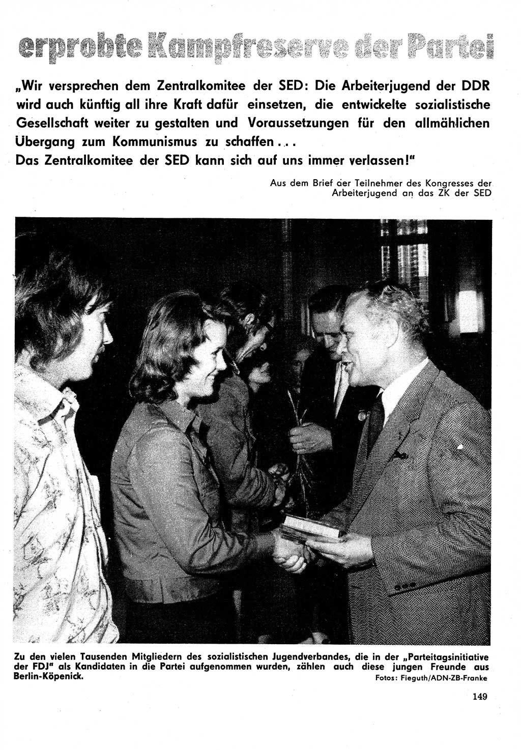 Neuer Weg (NW), Organ des Zentralkomitees (ZK) der SED (Sozialistische Einheitspartei Deutschlands) fÃ¼r Fragen des Parteilebens, 31. Jahrgang [Deutsche Demokratische Republik (DDR)] 1976, Seite 149 (NW ZK SED DDR 1976, S. 149)