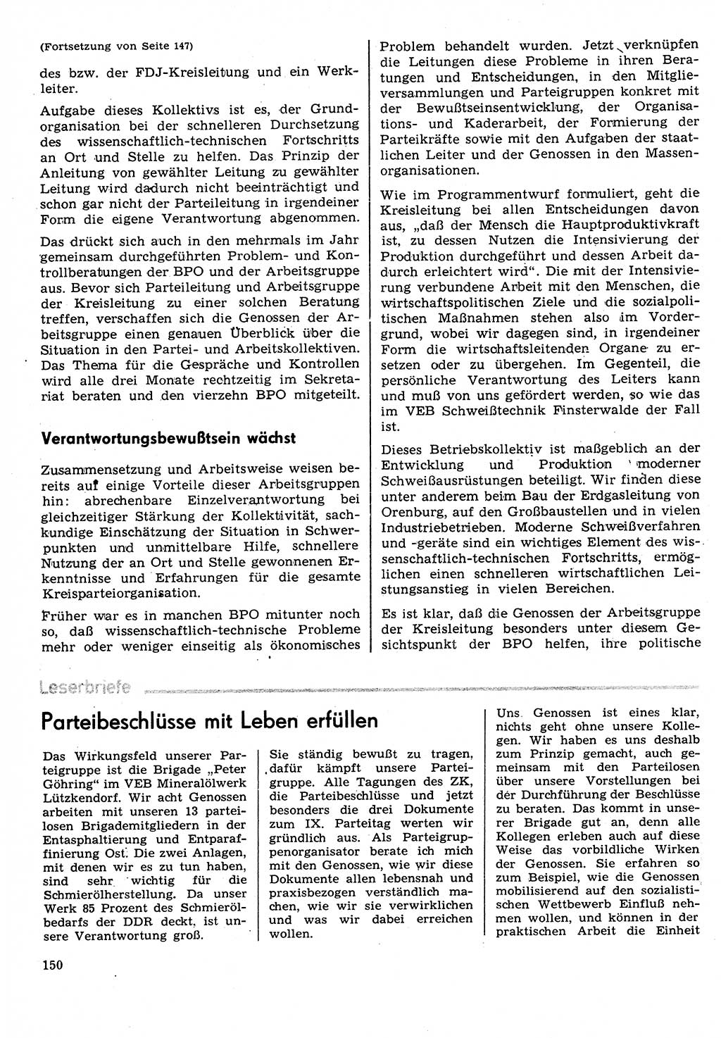Neuer Weg (NW), Organ des Zentralkomitees (ZK) der SED (Sozialistische Einheitspartei Deutschlands) für Fragen des Parteilebens, 31. Jahrgang [Deutsche Demokratische Republik (DDR)] 1976, Seite 150 (NW ZK SED DDR 1976, S. 150)