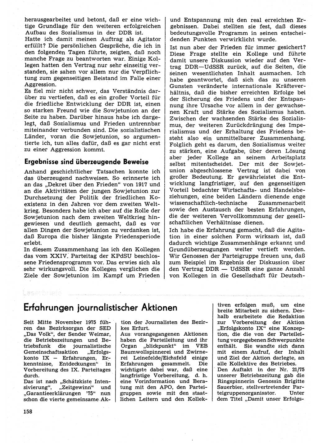 Neuer Weg (NW), Organ des Zentralkomitees (ZK) der SED (Sozialistische Einheitspartei Deutschlands) für Fragen des Parteilebens, 31. Jahrgang [Deutsche Demokratische Republik (DDR)] 1976, Seite 158 (NW ZK SED DDR 1976, S. 158)