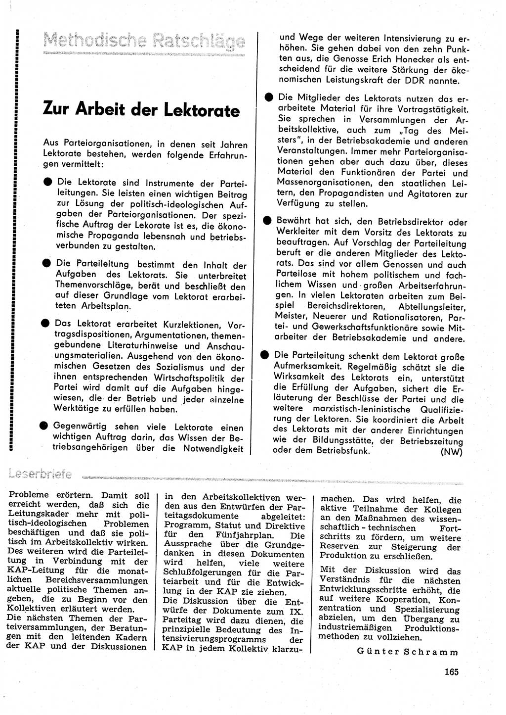 Neuer Weg (NW), Organ des Zentralkomitees (ZK) der SED (Sozialistische Einheitspartei Deutschlands) für Fragen des Parteilebens, 31. Jahrgang [Deutsche Demokratische Republik (DDR)] 1976, Seite 165 (NW ZK SED DDR 1976, S. 165)