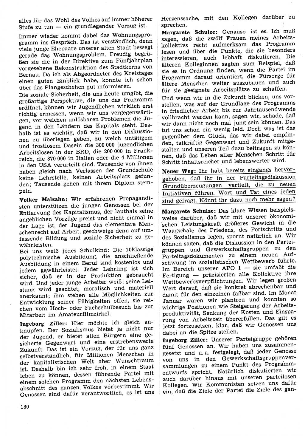 Neuer Weg (NW), Organ des Zentralkomitees (ZK) der SED (Sozialistische Einheitspartei Deutschlands) für Fragen des Parteilebens, 31. Jahrgang [Deutsche Demokratische Republik (DDR)] 1976, Seite 180 (NW ZK SED DDR 1976, S. 180)