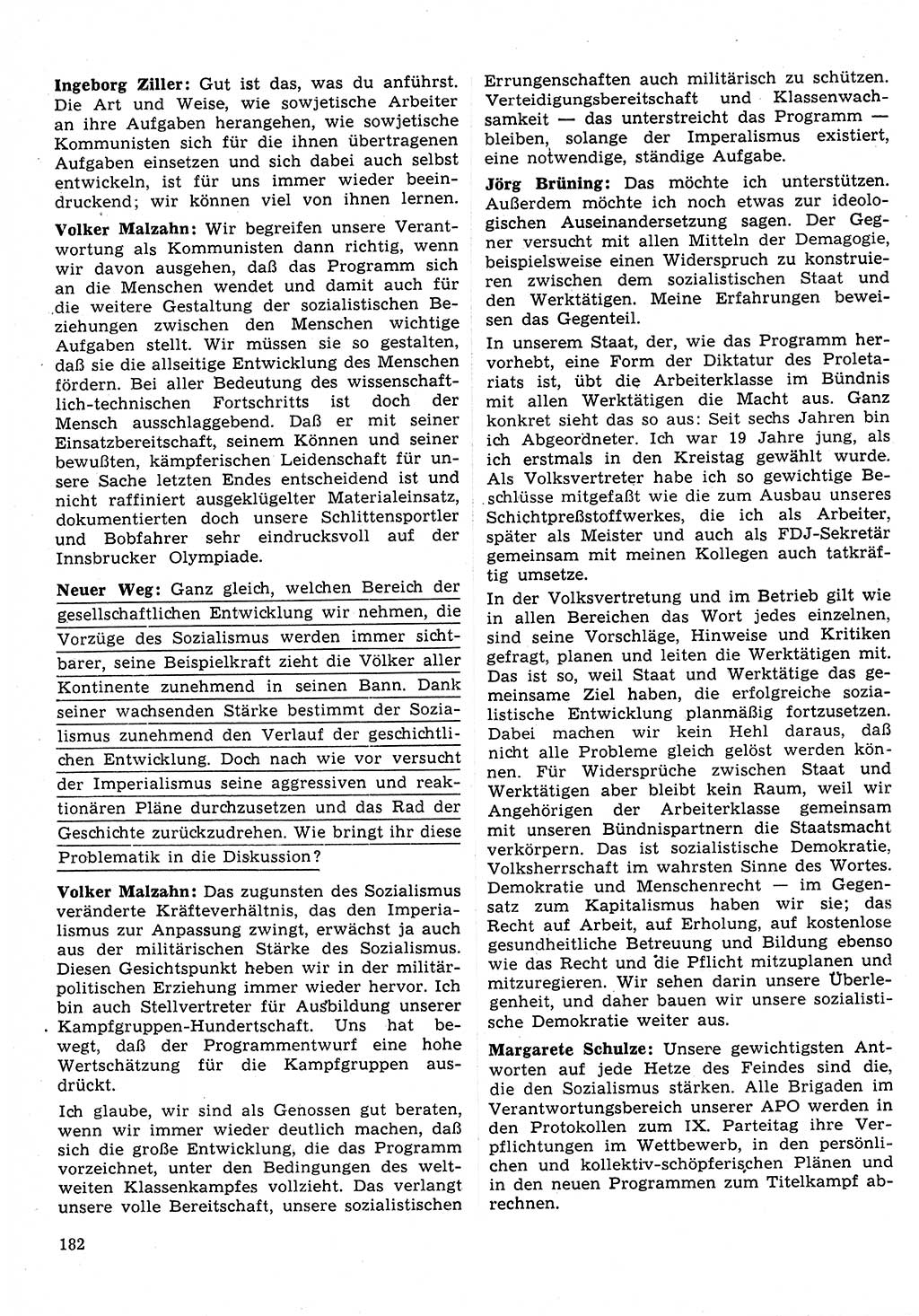 Neuer Weg (NW), Organ des Zentralkomitees (ZK) der SED (Sozialistische Einheitspartei Deutschlands) für Fragen des Parteilebens, 31. Jahrgang [Deutsche Demokratische Republik (DDR)] 1976, Seite 182 (NW ZK SED DDR 1976, S. 182)