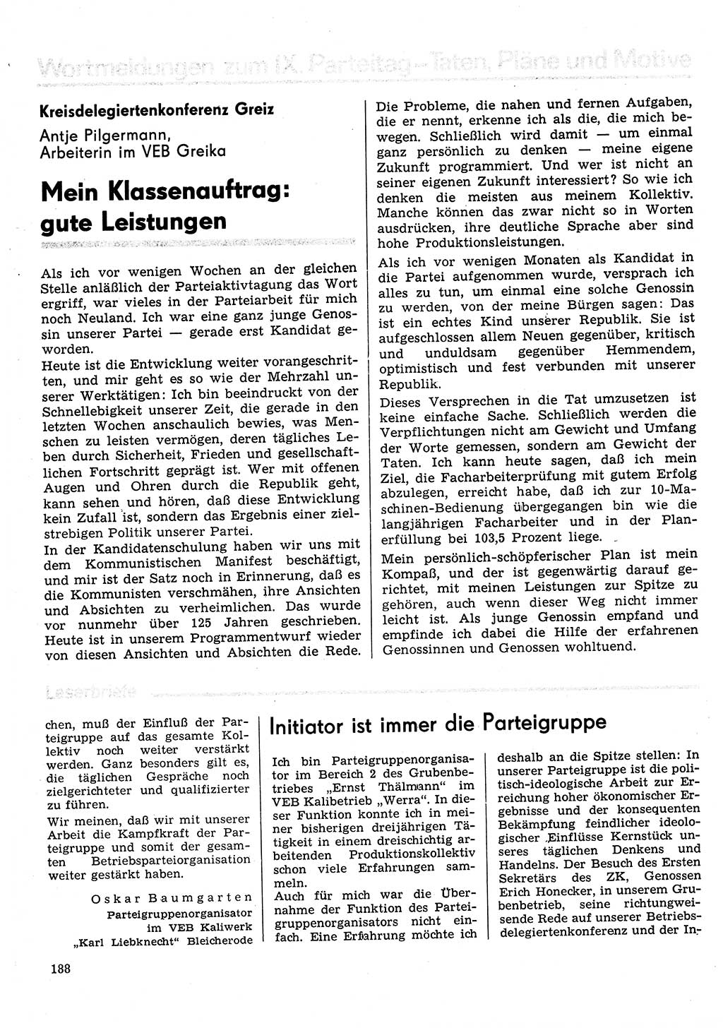 Neuer Weg (NW), Organ des Zentralkomitees (ZK) der SED (Sozialistische Einheitspartei Deutschlands) für Fragen des Parteilebens, 31. Jahrgang [Deutsche Demokratische Republik (DDR)] 1976, Seite 188 (NW ZK SED DDR 1976, S. 188)