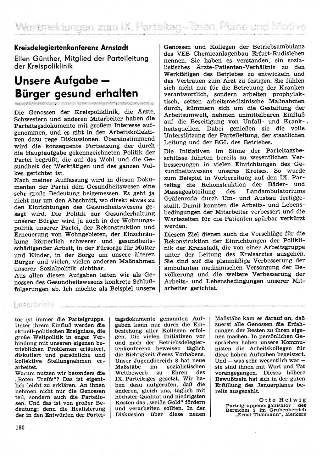 Neuer Weg (NW), Organ des Zentralkomitees (ZK) der SED (Sozialistische Einheitspartei Deutschlands) für Fragen des Parteilebens, 31. Jahrgang [Deutsche Demokratische Republik (DDR)] 1976, Seite 190 (NW ZK SED DDR 1976, S. 190)