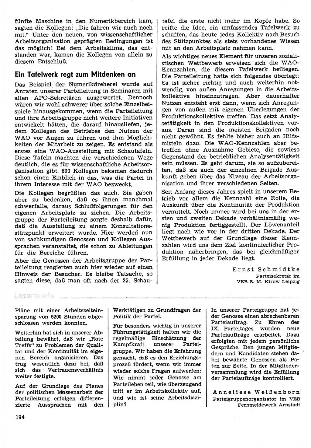 Neuer Weg (NW), Organ des Zentralkomitees (ZK) der SED (Sozialistische Einheitspartei Deutschlands) für Fragen des Parteilebens, 31. Jahrgang [Deutsche Demokratische Republik (DDR)] 1976, Seite 194 (NW ZK SED DDR 1976, S. 194)