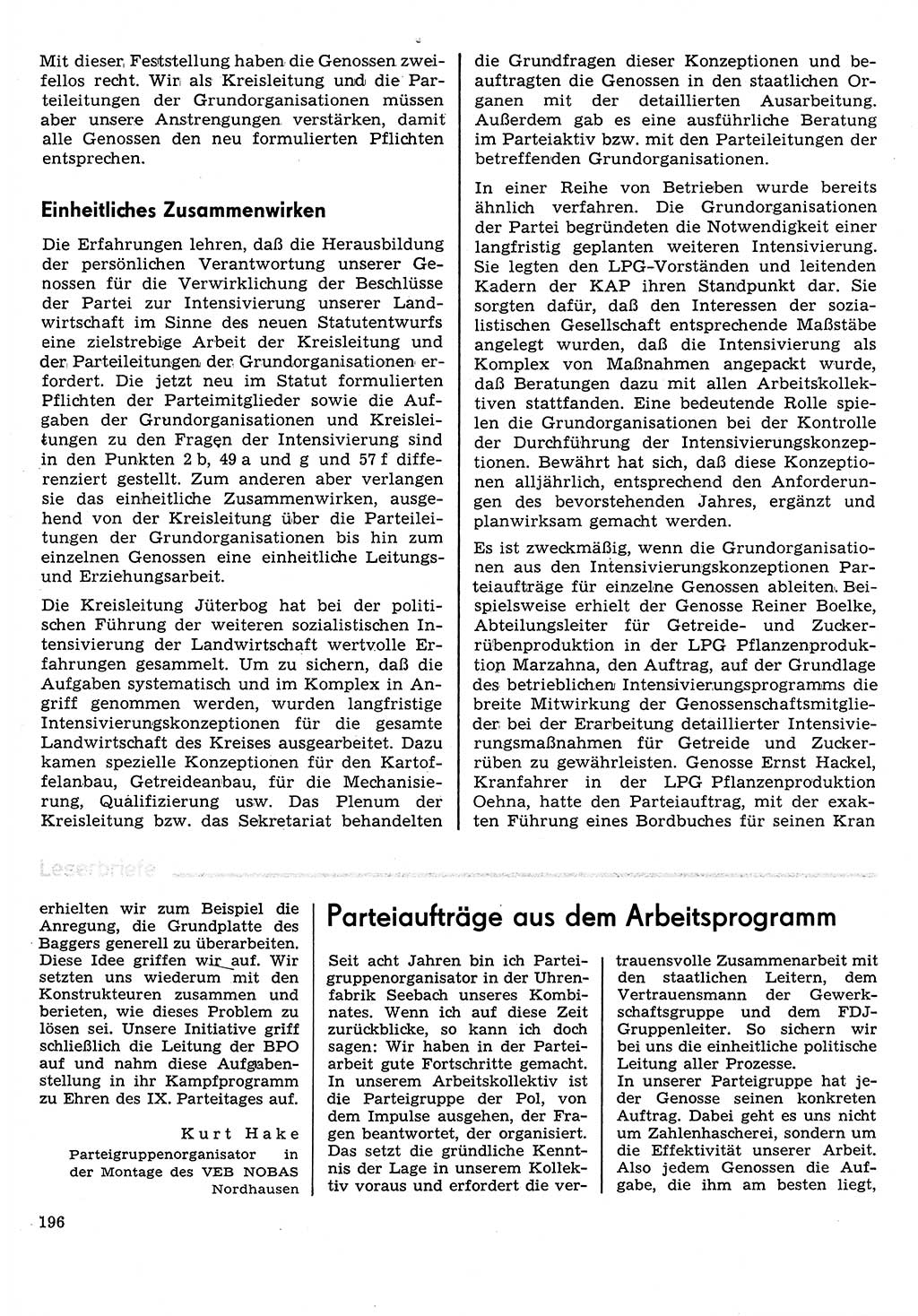 Neuer Weg (NW), Organ des Zentralkomitees (ZK) der SED (Sozialistische Einheitspartei Deutschlands) für Fragen des Parteilebens, 31. Jahrgang [Deutsche Demokratische Republik (DDR)] 1976, Seite 196 (NW ZK SED DDR 1976, S. 196)