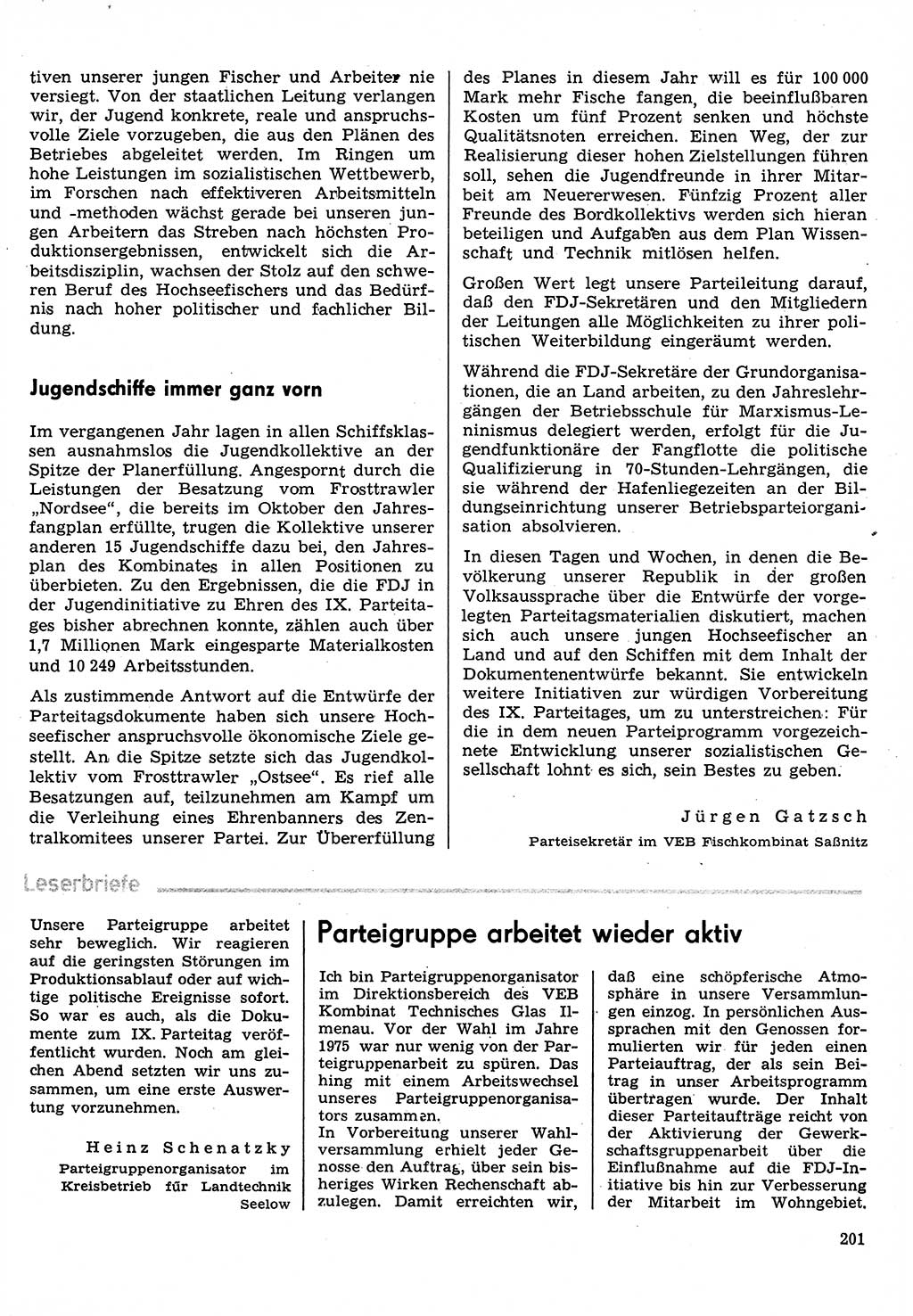 Neuer Weg (NW), Organ des Zentralkomitees (ZK) der SED (Sozialistische Einheitspartei Deutschlands) für Fragen des Parteilebens, 31. Jahrgang [Deutsche Demokratische Republik (DDR)] 1976, Seite 201 (NW ZK SED DDR 1976, S. 201)