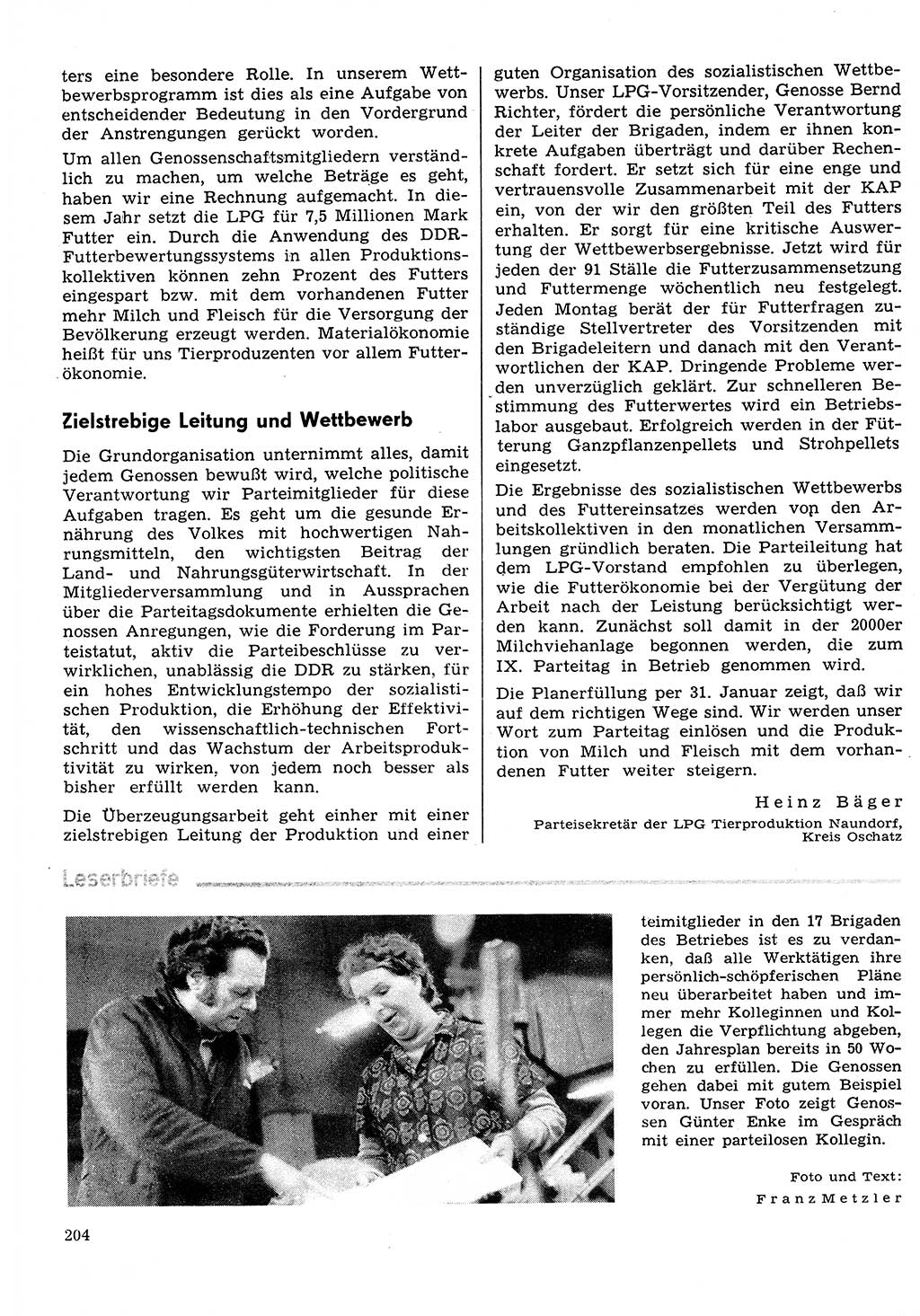 Neuer Weg (NW), Organ des Zentralkomitees (ZK) der SED (Sozialistische Einheitspartei Deutschlands) für Fragen des Parteilebens, 31. Jahrgang [Deutsche Demokratische Republik (DDR)] 1976, Seite 204 (NW ZK SED DDR 1976, S. 204)