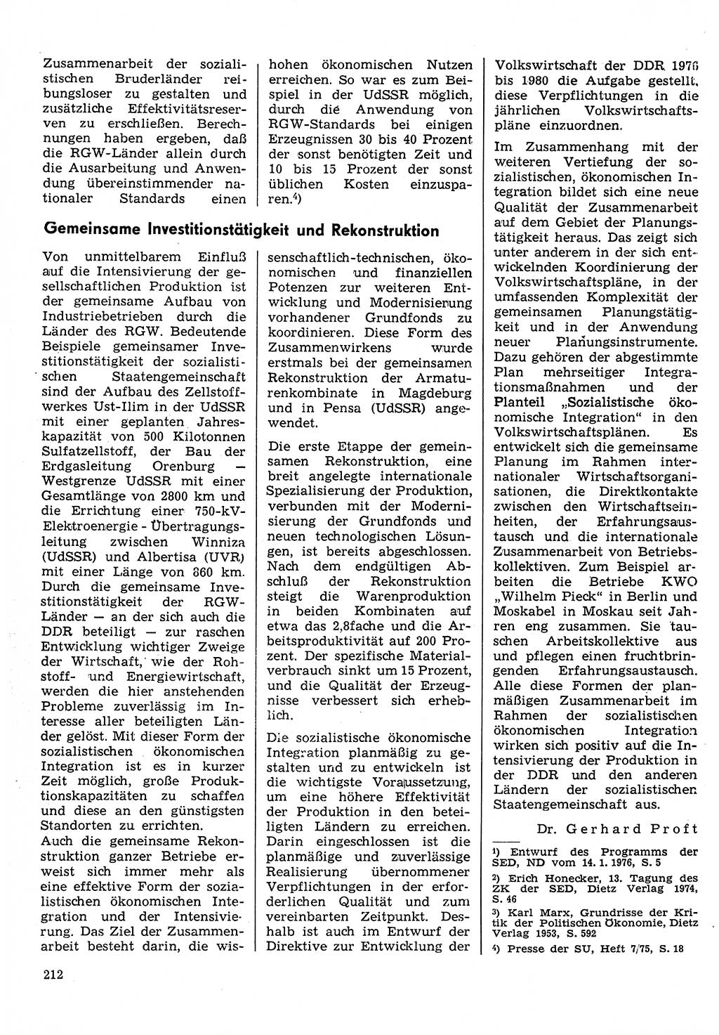 Neuer Weg (NW), Organ des Zentralkomitees (ZK) der SED (Sozialistische Einheitspartei Deutschlands) für Fragen des Parteilebens, 31. Jahrgang [Deutsche Demokratische Republik (DDR)] 1976, Seite 212 (NW ZK SED DDR 1976, S. 212)