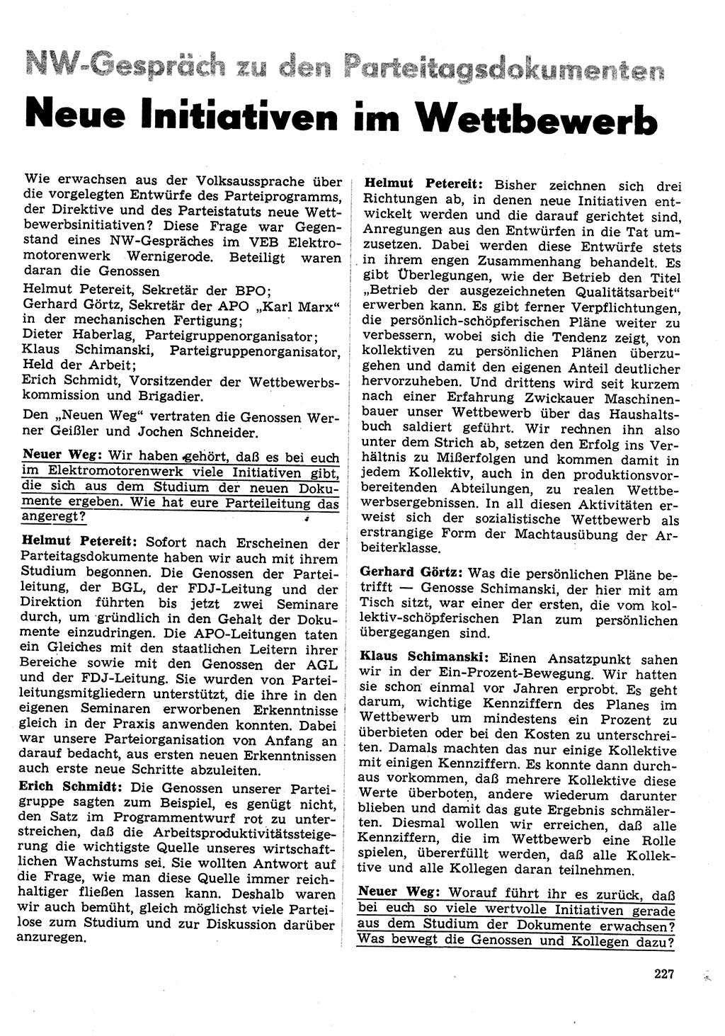 Neuer Weg (NW), Organ des Zentralkomitees (ZK) der SED (Sozialistische Einheitspartei Deutschlands) für Fragen des Parteilebens, 31. Jahrgang [Deutsche Demokratische Republik (DDR)] 1976, Seite 227 (NW ZK SED DDR 1976, S. 227)