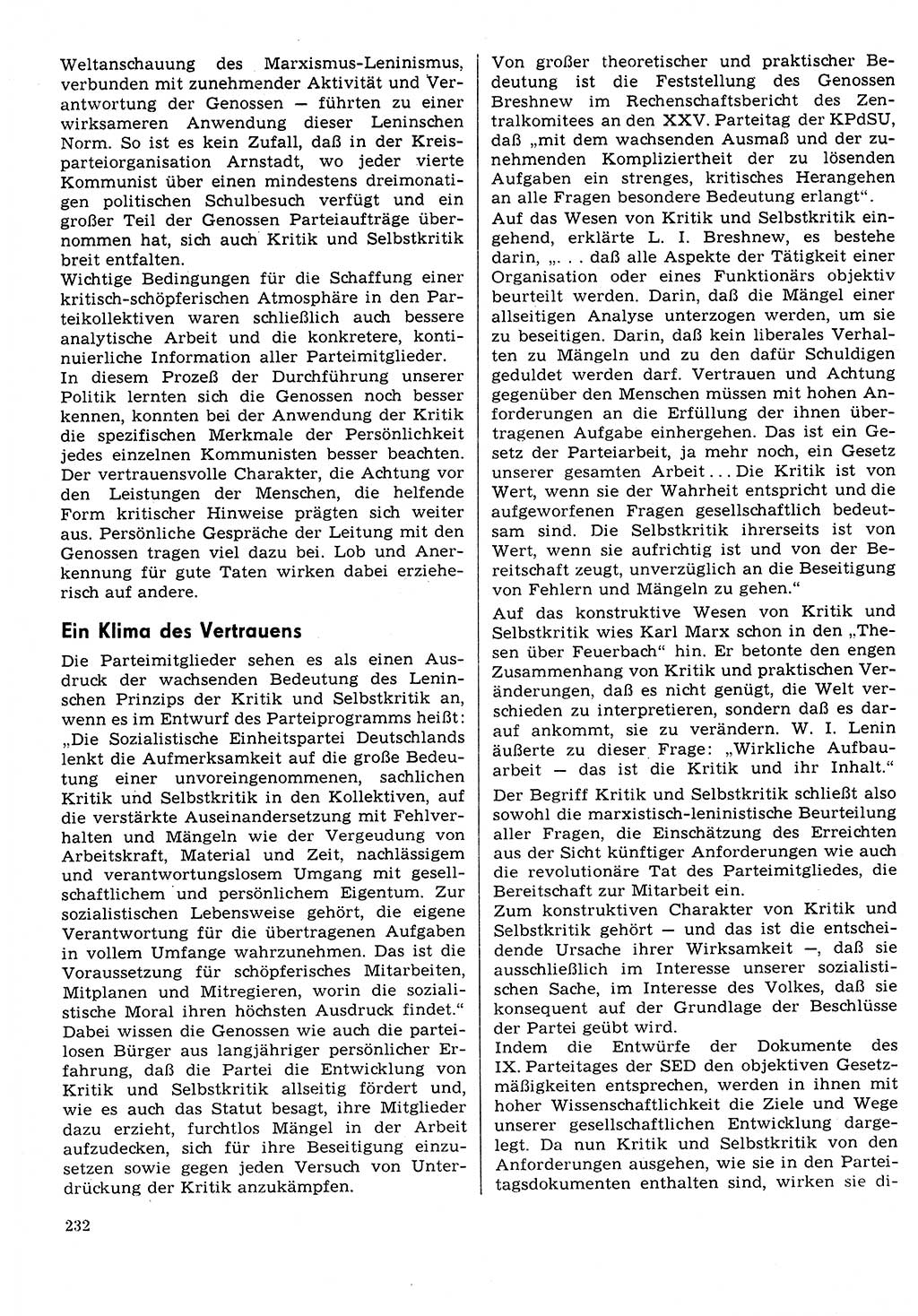 Neuer Weg (NW), Organ des Zentralkomitees (ZK) der SED (Sozialistische Einheitspartei Deutschlands) für Fragen des Parteilebens, 31. Jahrgang [Deutsche Demokratische Republik (DDR)] 1976, Seite 232 (NW ZK SED DDR 1976, S. 232)