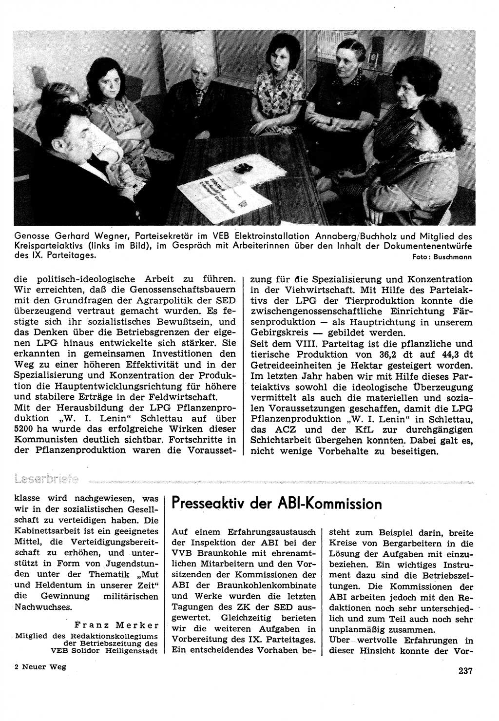 Neuer Weg (NW), Organ des Zentralkomitees (ZK) der SED (Sozialistische Einheitspartei Deutschlands) für Fragen des Parteilebens, 31. Jahrgang [Deutsche Demokratische Republik (DDR)] 1976, Seite 237 (NW ZK SED DDR 1976, S. 237)