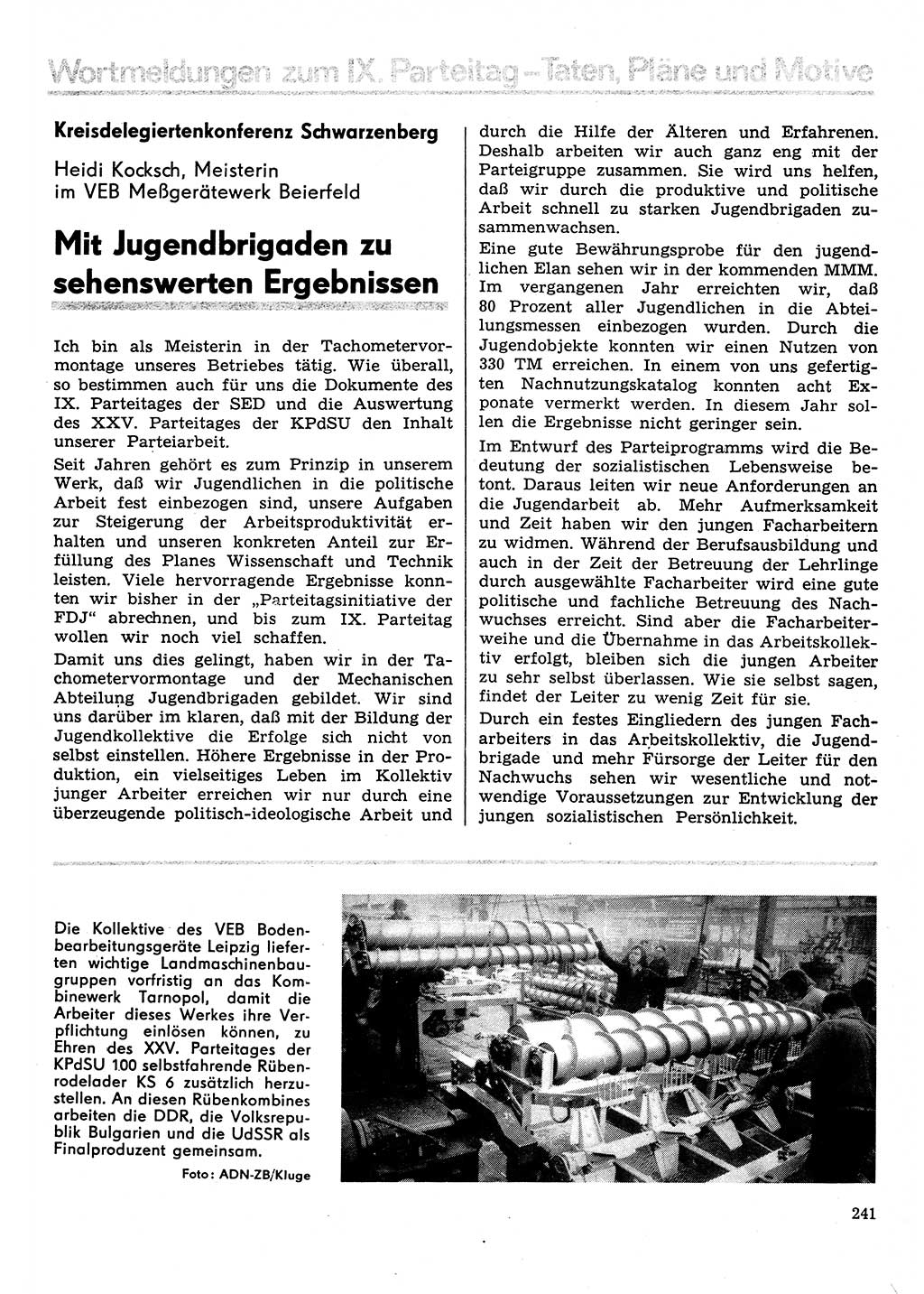 Neuer Weg (NW), Organ des Zentralkomitees (ZK) der SED (Sozialistische Einheitspartei Deutschlands) für Fragen des Parteilebens, 31. Jahrgang [Deutsche Demokratische Republik (DDR)] 1976, Seite 241 (NW ZK SED DDR 1976, S. 241)