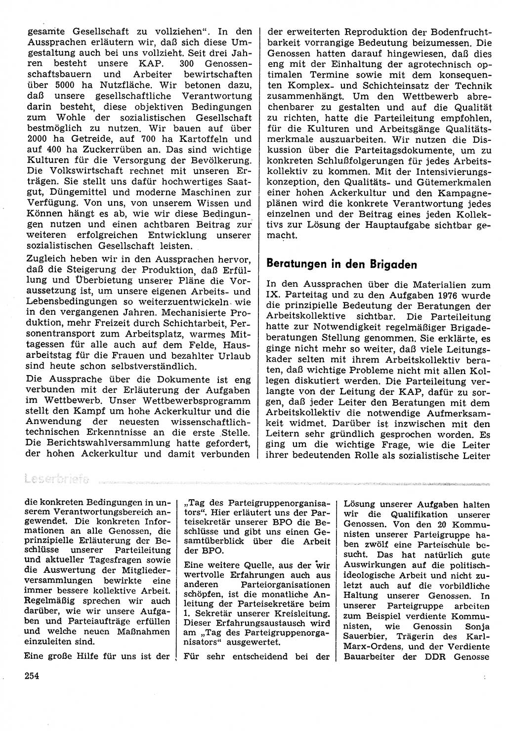 Neuer Weg (NW), Organ des Zentralkomitees (ZK) der SED (Sozialistische Einheitspartei Deutschlands) für Fragen des Parteilebens, 31. Jahrgang [Deutsche Demokratische Republik (DDR)] 1976, Seite 254 (NW ZK SED DDR 1976, S. 254)